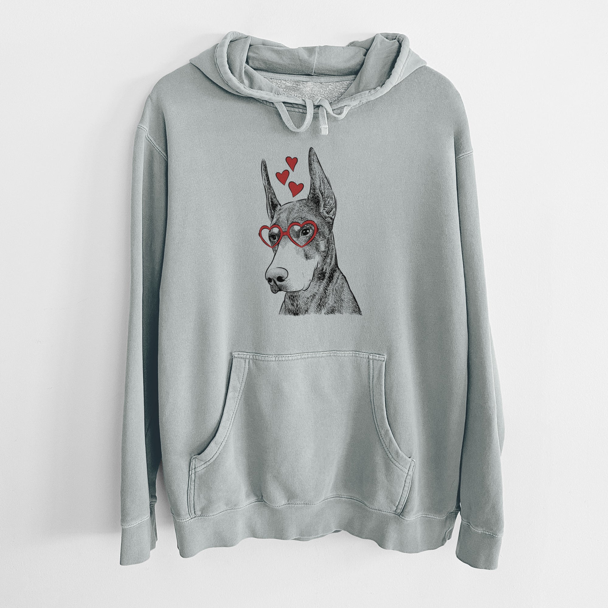 Valentine Sunny the Doberman Pinscher - Unisex Pigment Dyed Hoodie