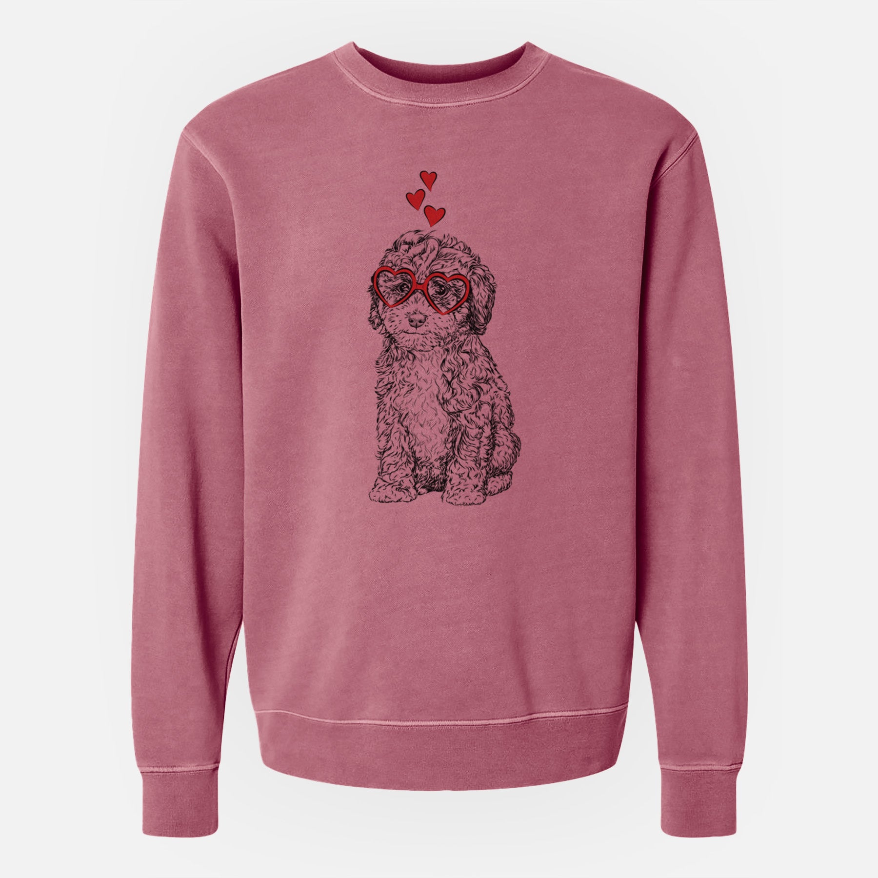 Valentine Sweet Tea the Mini Doodle - Unisex Pigment Dyed Crew Sweatshirt