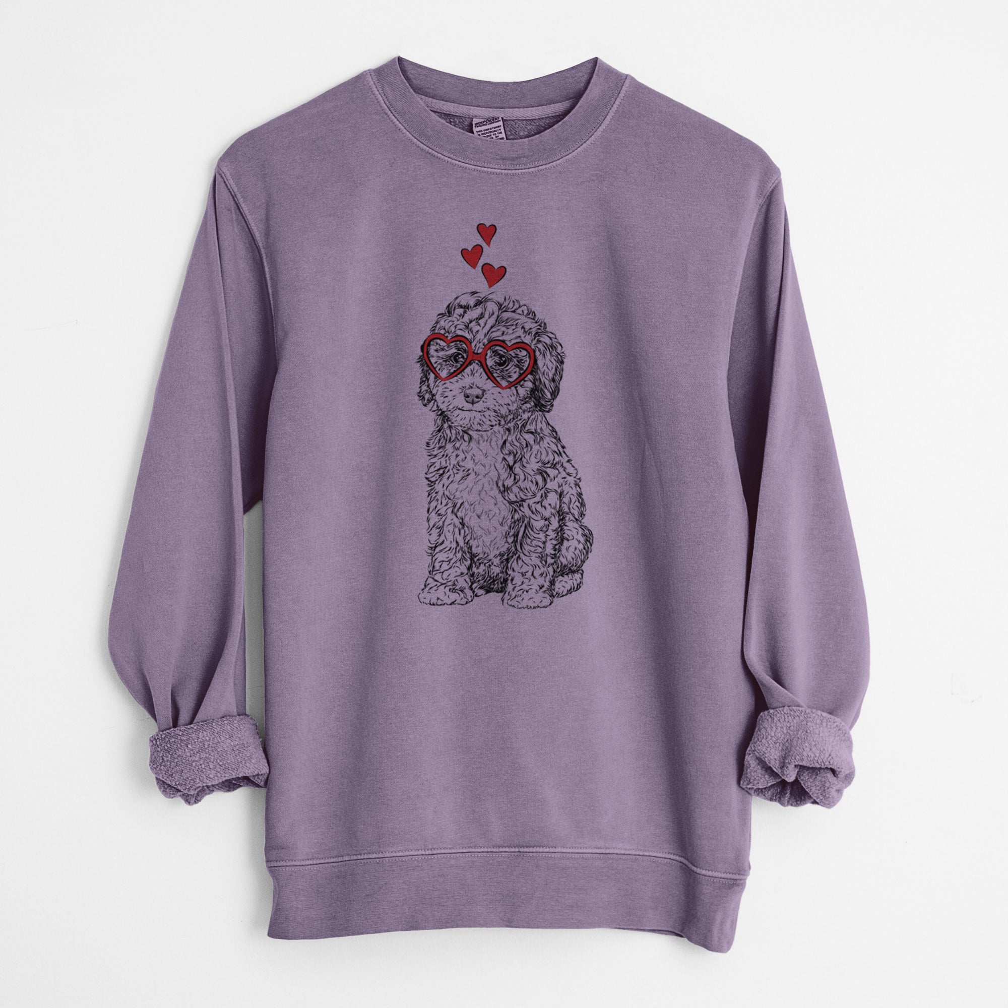 Valentine Sweet Tea the Mini Doodle - Unisex Pigment Dyed Crew Sweatshirt