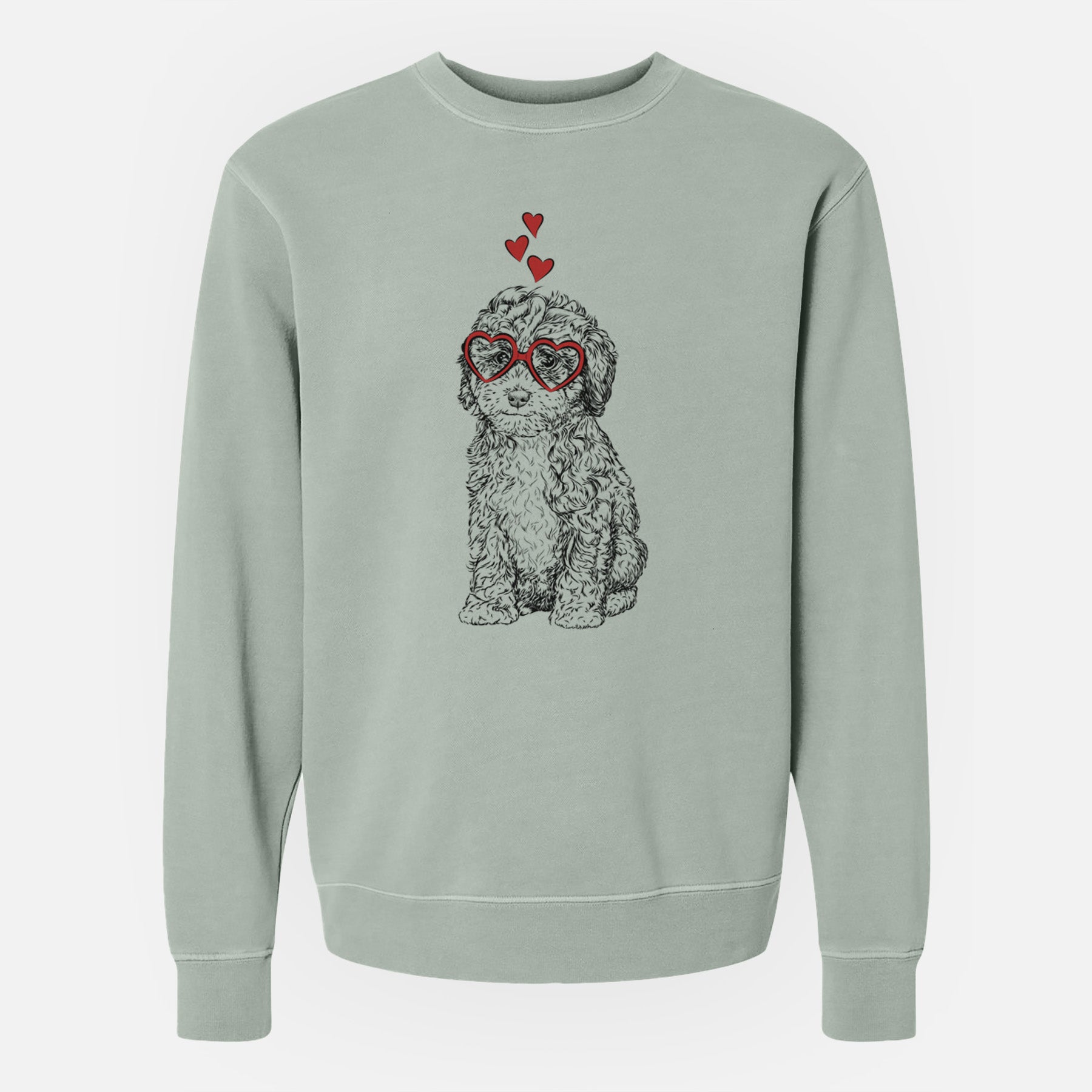 Valentine Sweet Tea the Mini Doodle - Unisex Pigment Dyed Crew Sweatshirt