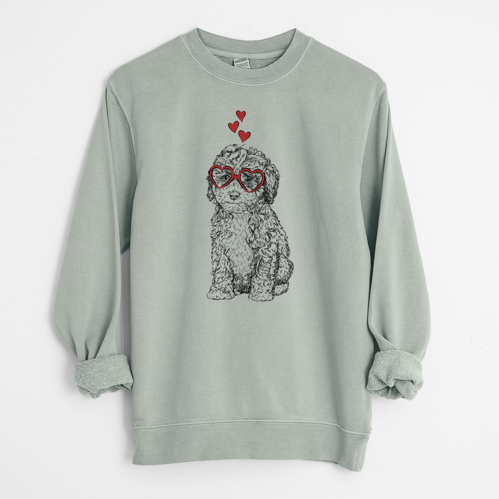 Valentine Sweet Tea the Mini Doodle - Unisex Pigment Dyed Crew Sweatshirt