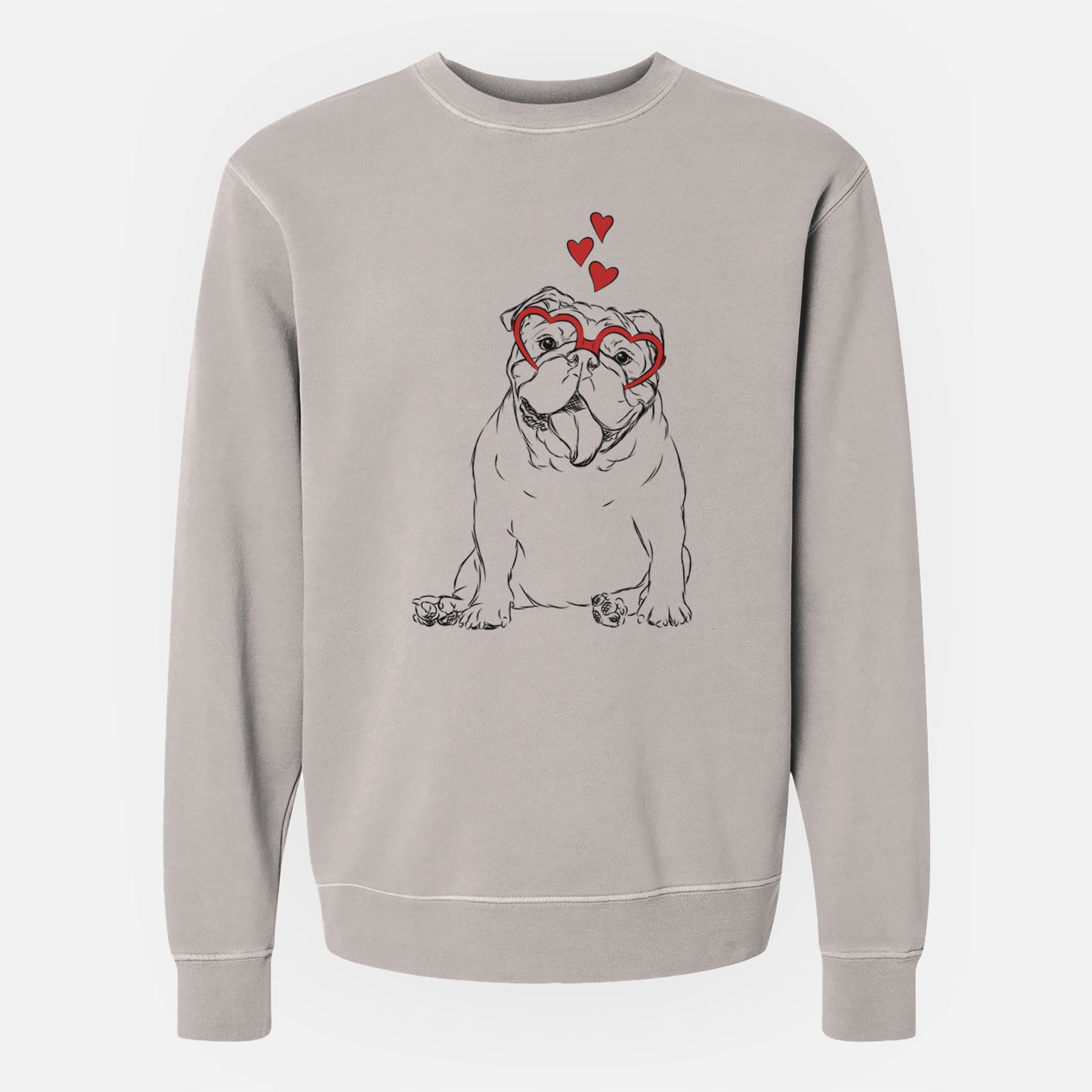 Valentine Tank the English Bulldog - Unisex Pigment Dyed Crew Sweatshirt