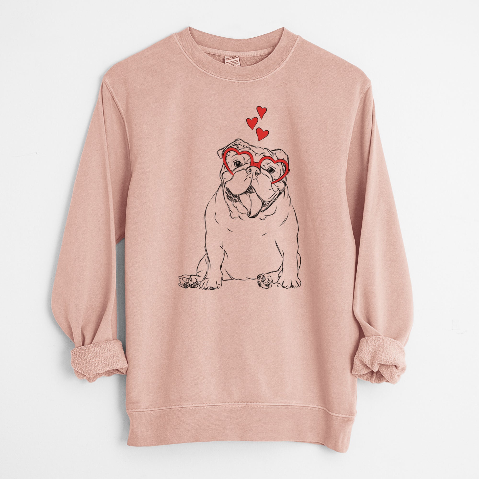 Valentine Tank the English Bulldog - Unisex Pigment Dyed Crew Sweatshirt