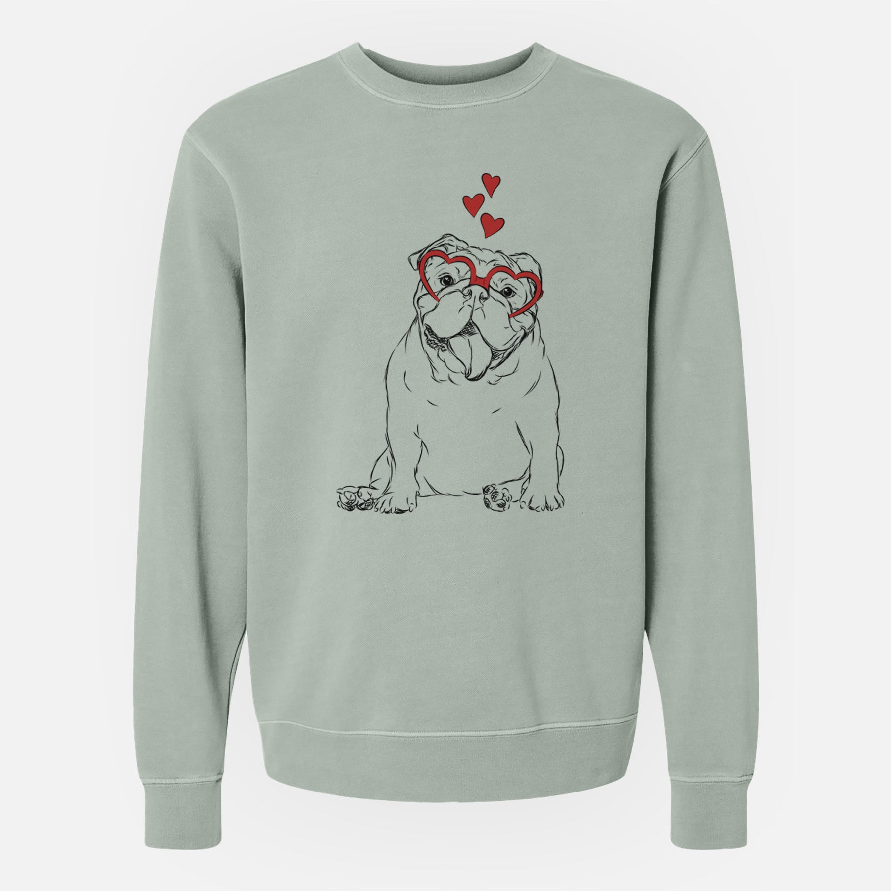 Valentine Tank the English Bulldog - Unisex Pigment Dyed Crew Sweatshirt