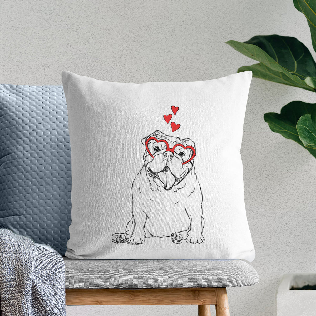 Tank the English Bulldog - Throw Pillow Cover