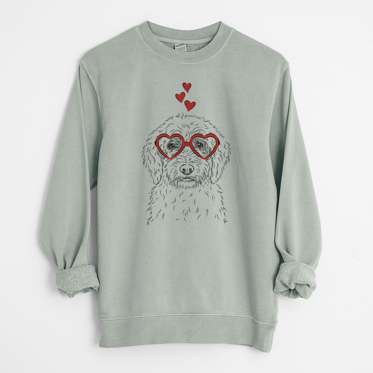 Valentine Teddy the Labradoodle - Unisex Pigment Dyed Crew Sweatshirt