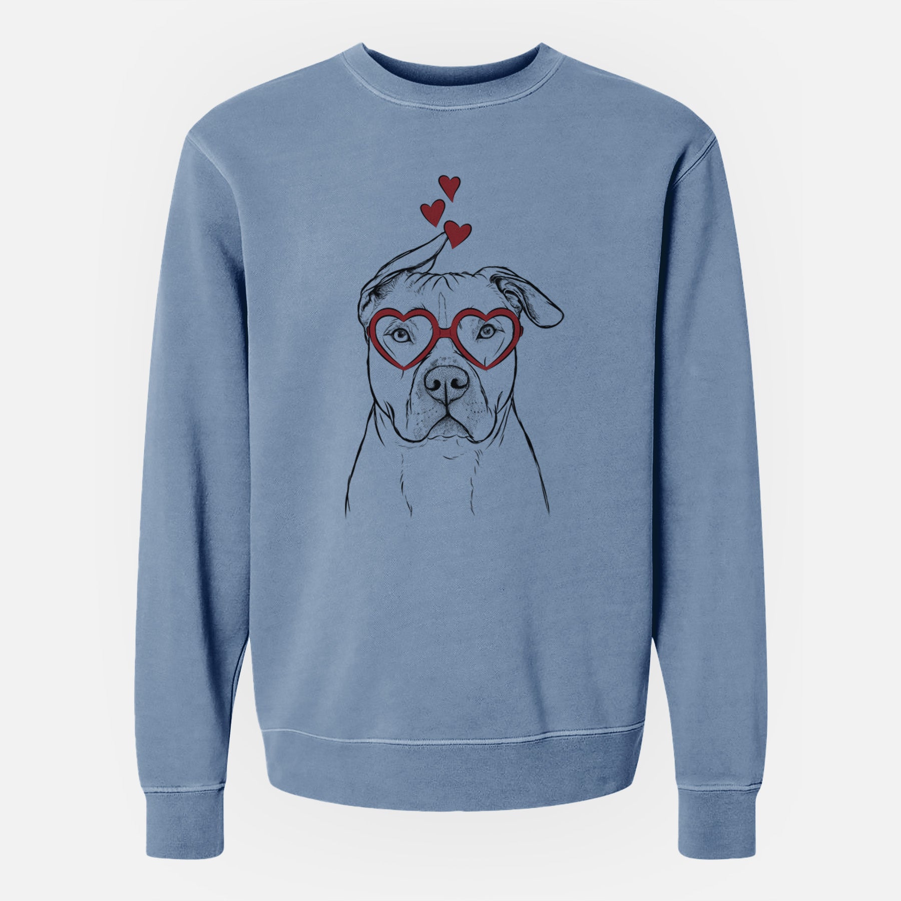 Valentine Teddy Jam the Pitbull - Unisex Pigment Dyed Crew Sweatshirt