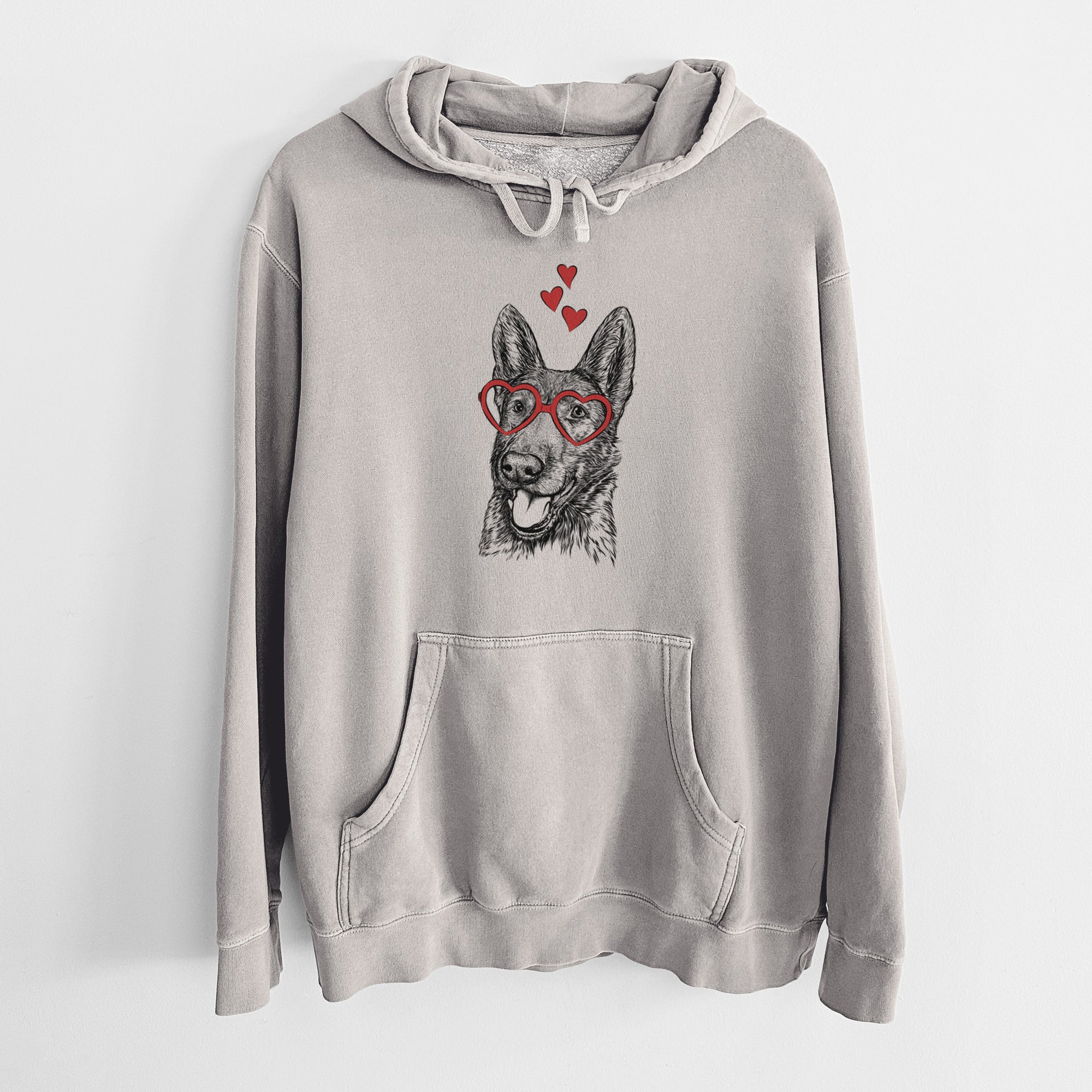 Valentine Tena the German Shepherd - Unisex Pigment Dyed Hoodie