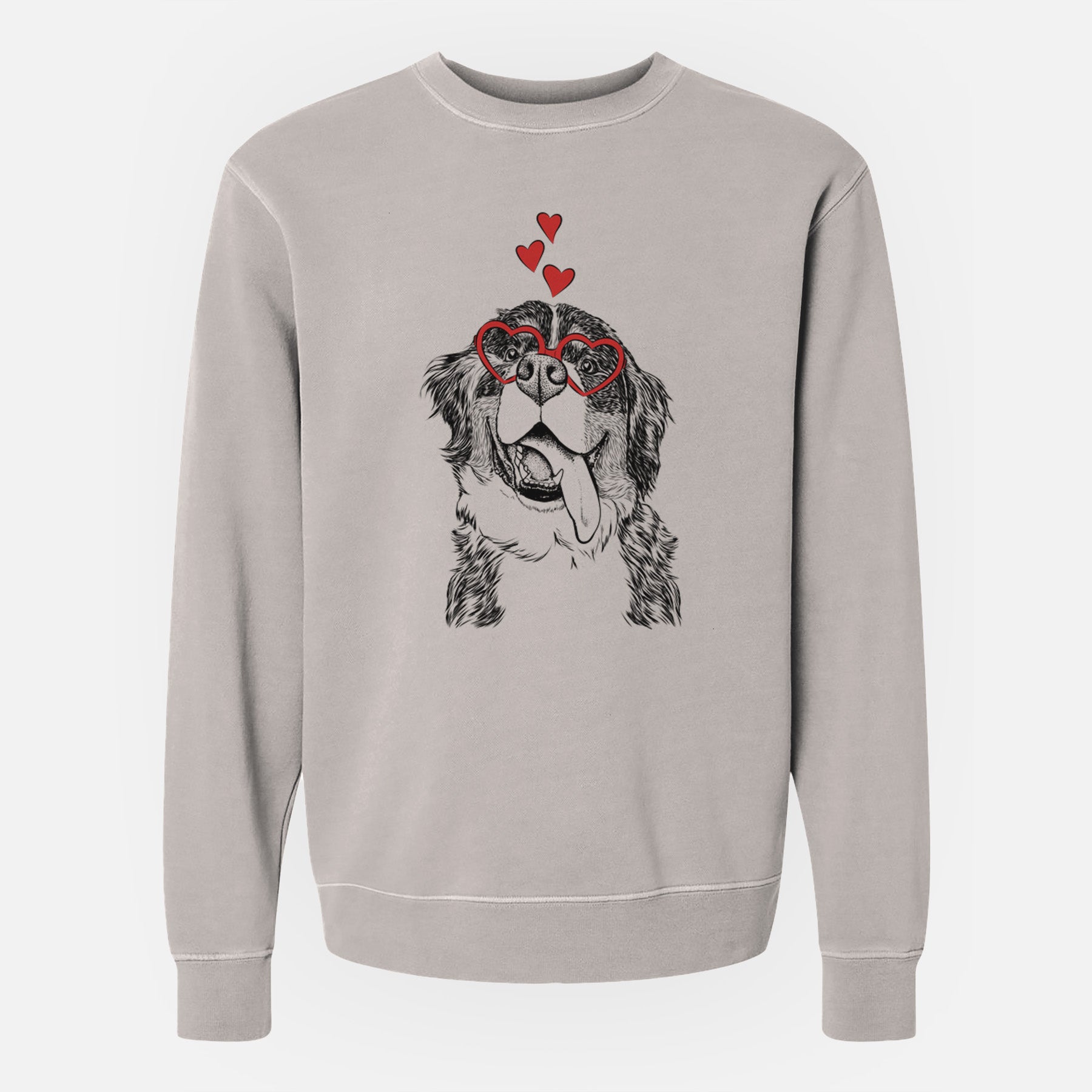 Valentine Theo the Bernese Mountain Dog - Unisex Pigment Dyed Crew Sweatshirt