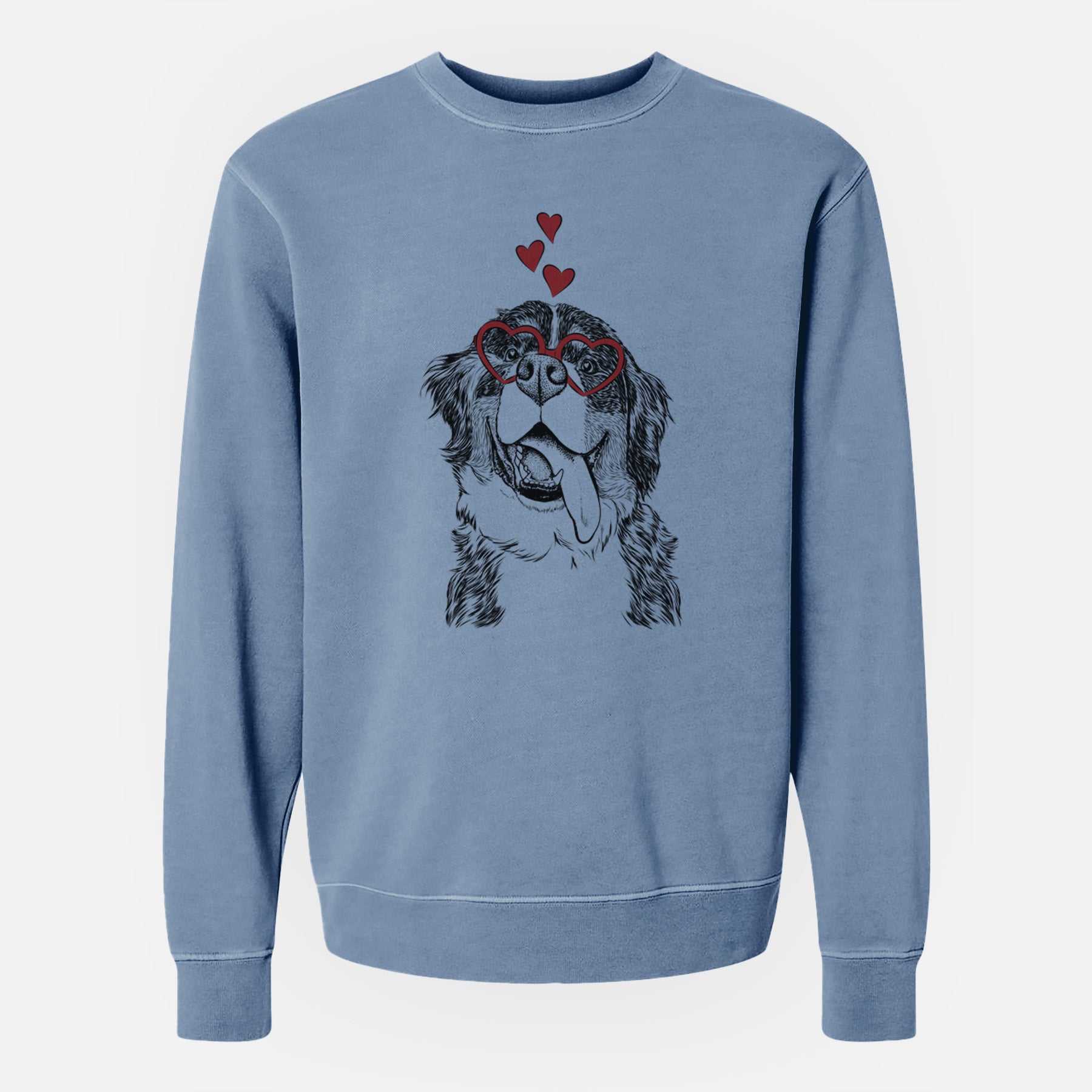 Valentine Theo the Bernese Mountain Dog - Unisex Pigment Dyed Crew Sweatshirt