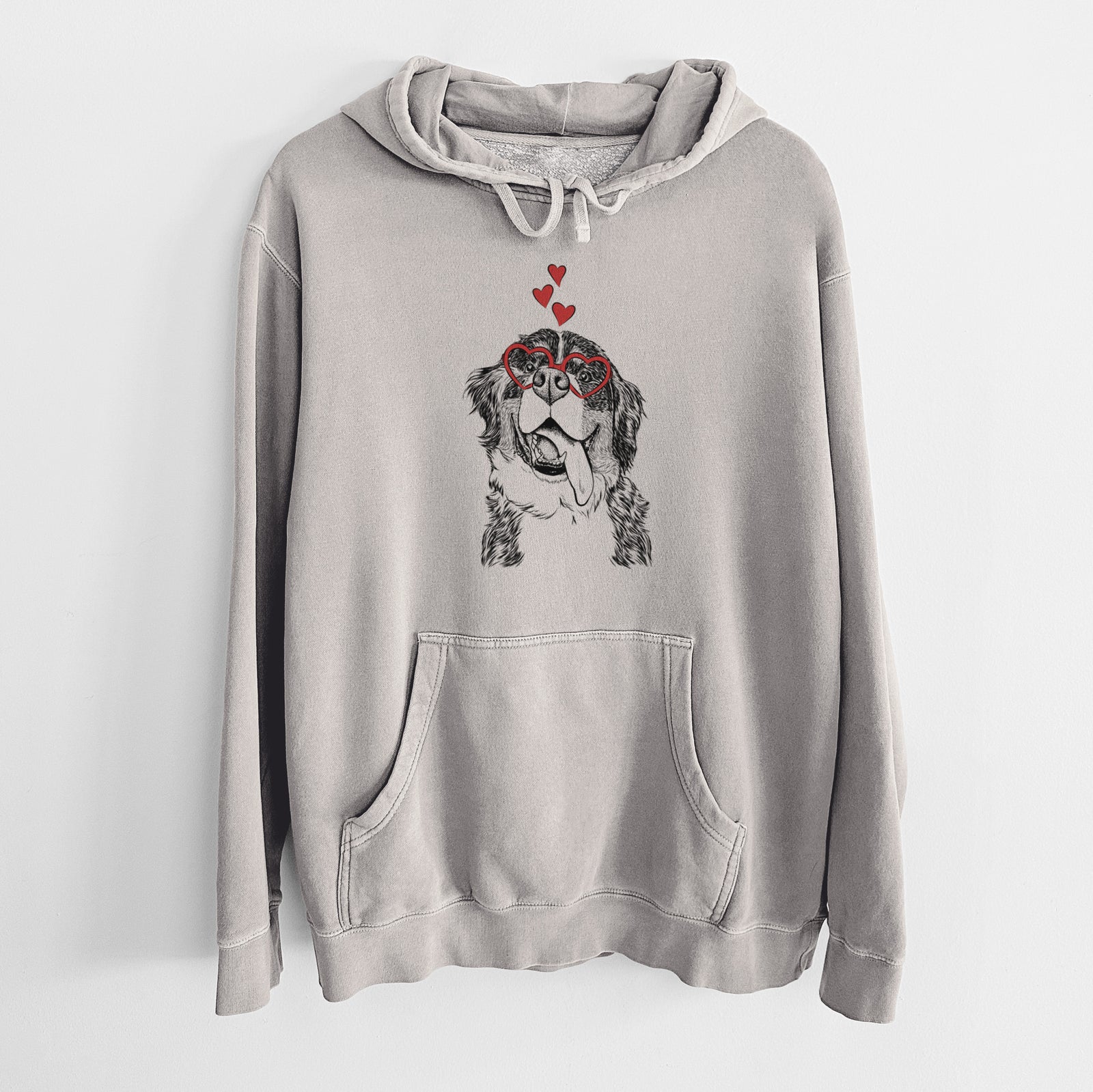 Valentine Theo the Bernese Mountain Dog - Unisex Pigment Dyed Hoodie