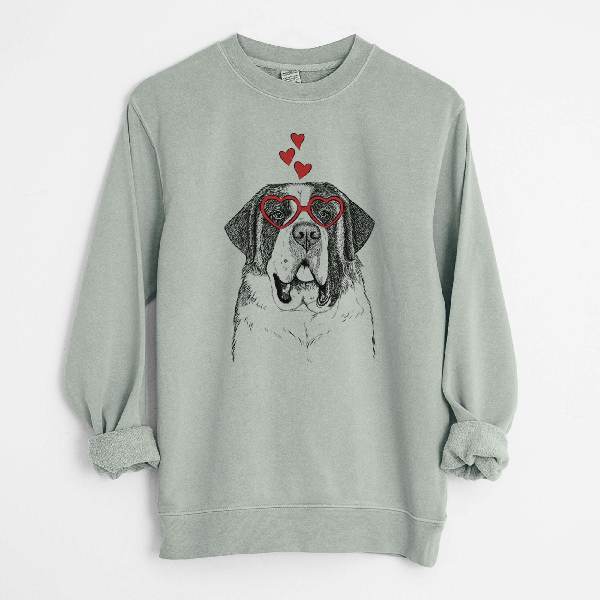 Valentine Thor the Saint Bernard - Unisex Pigment Dyed Crew Sweatshirt