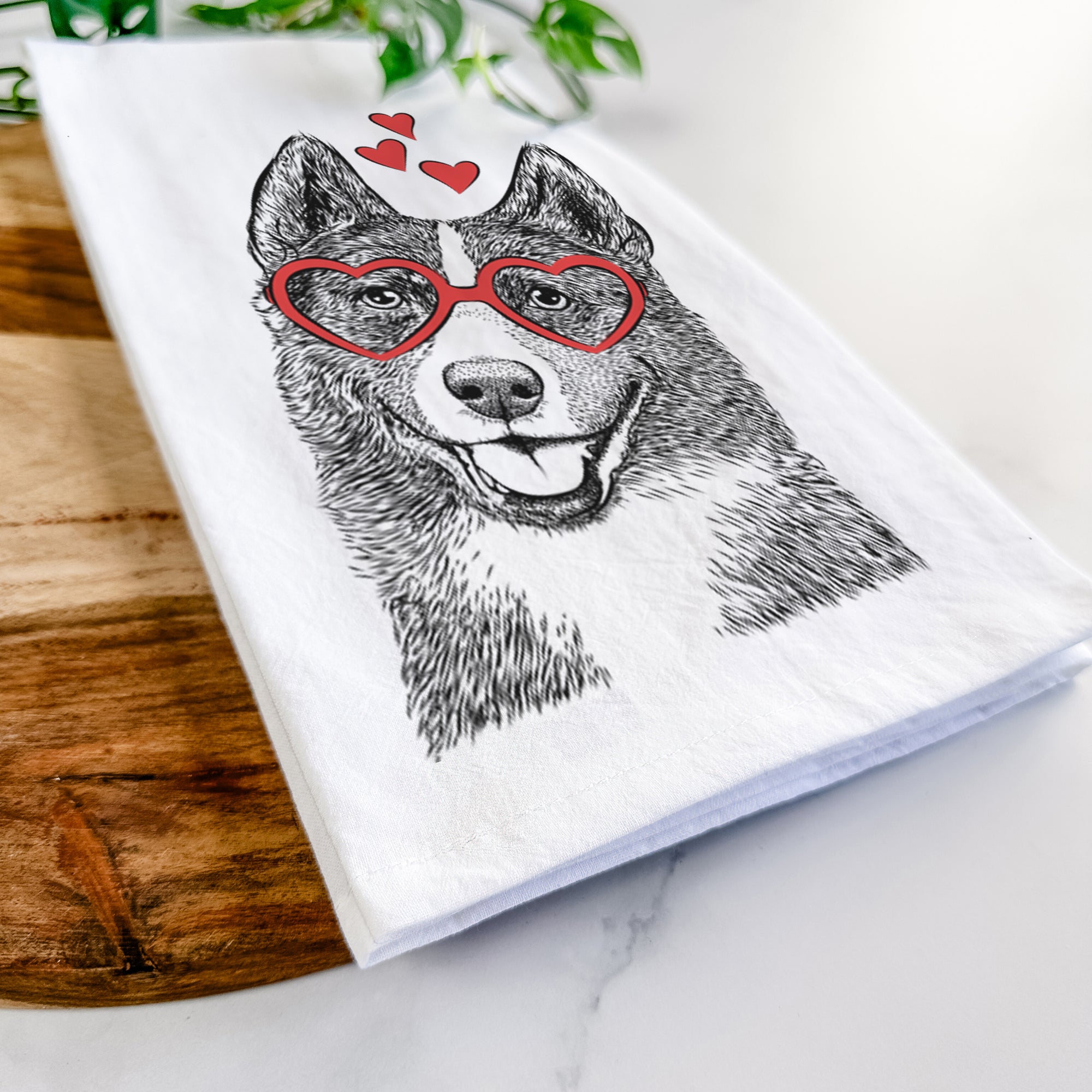 Tosca the Karelian Bear Dog Tea Towel