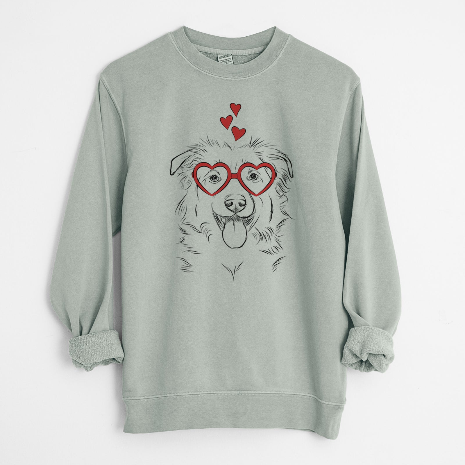 Valentine Tucker the Collie Shepherd - Unisex Pigment Dyed Crew Sweatshirt