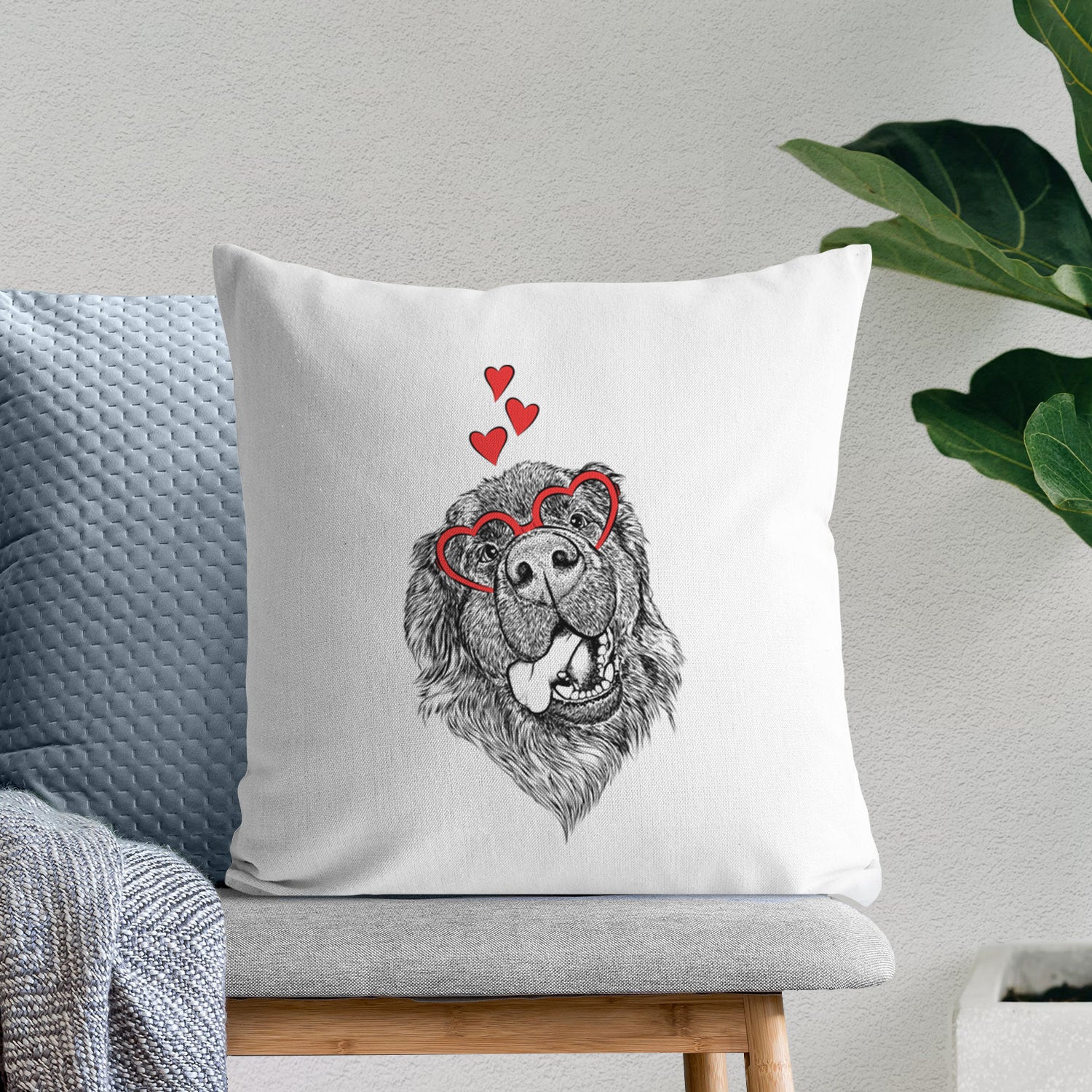 Tuna the Newfoundland - Throw Pillow Cover