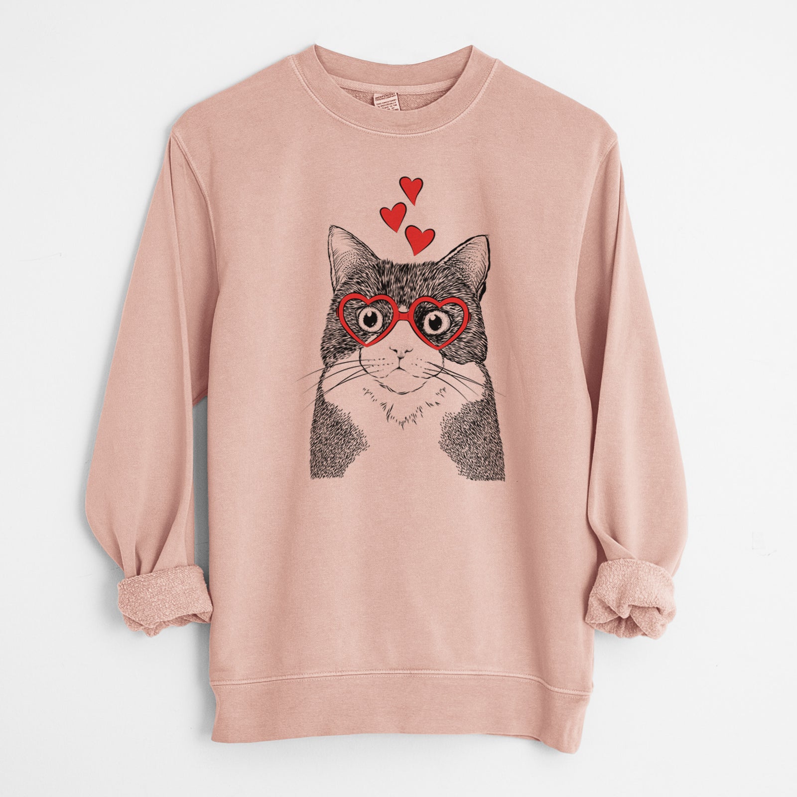 Valentine Tux the Tuxedo Cat - Unisex Pigment Dyed Crew Sweatshirt