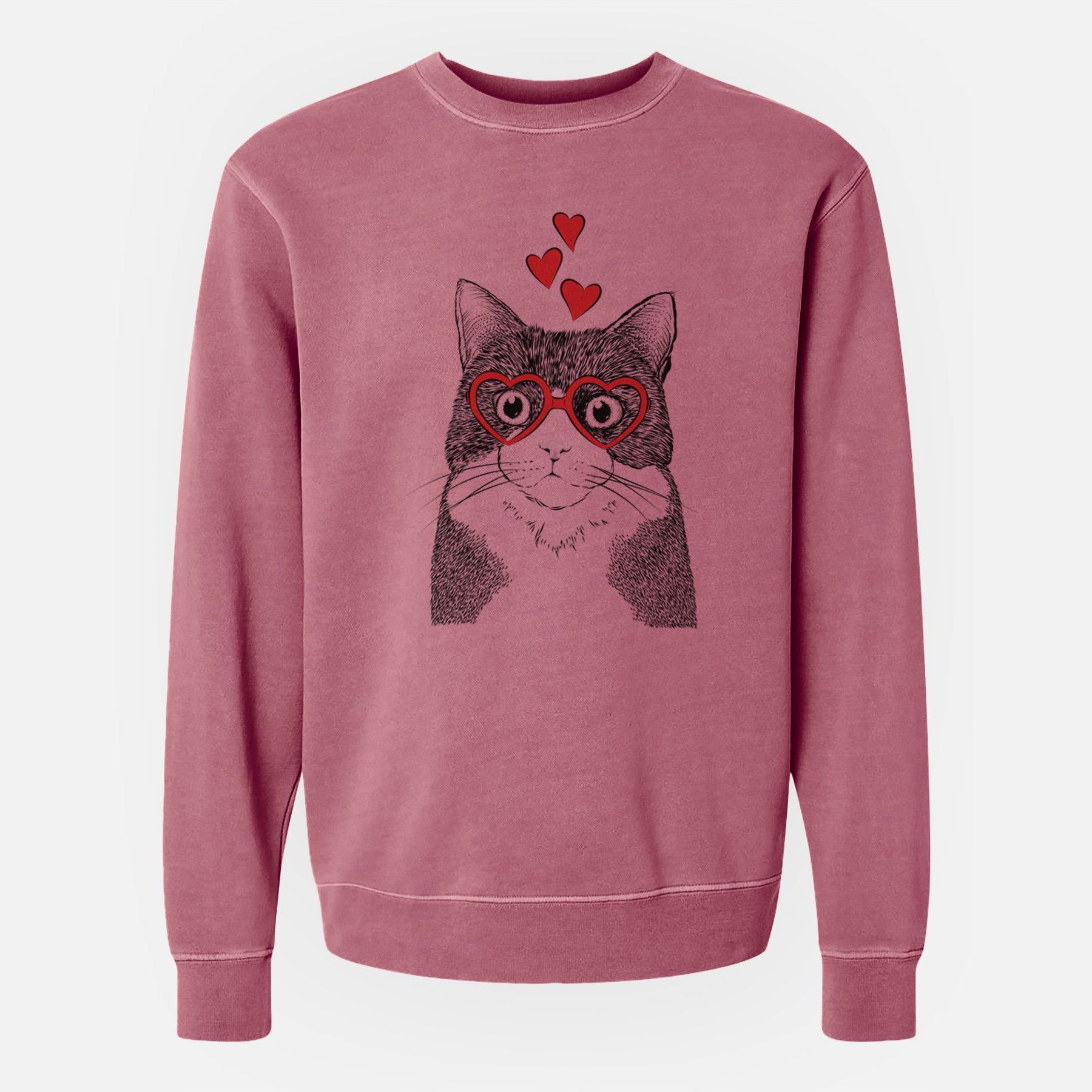 Valentine Tux the Tuxedo Cat - Unisex Pigment Dyed Crew Sweatshirt