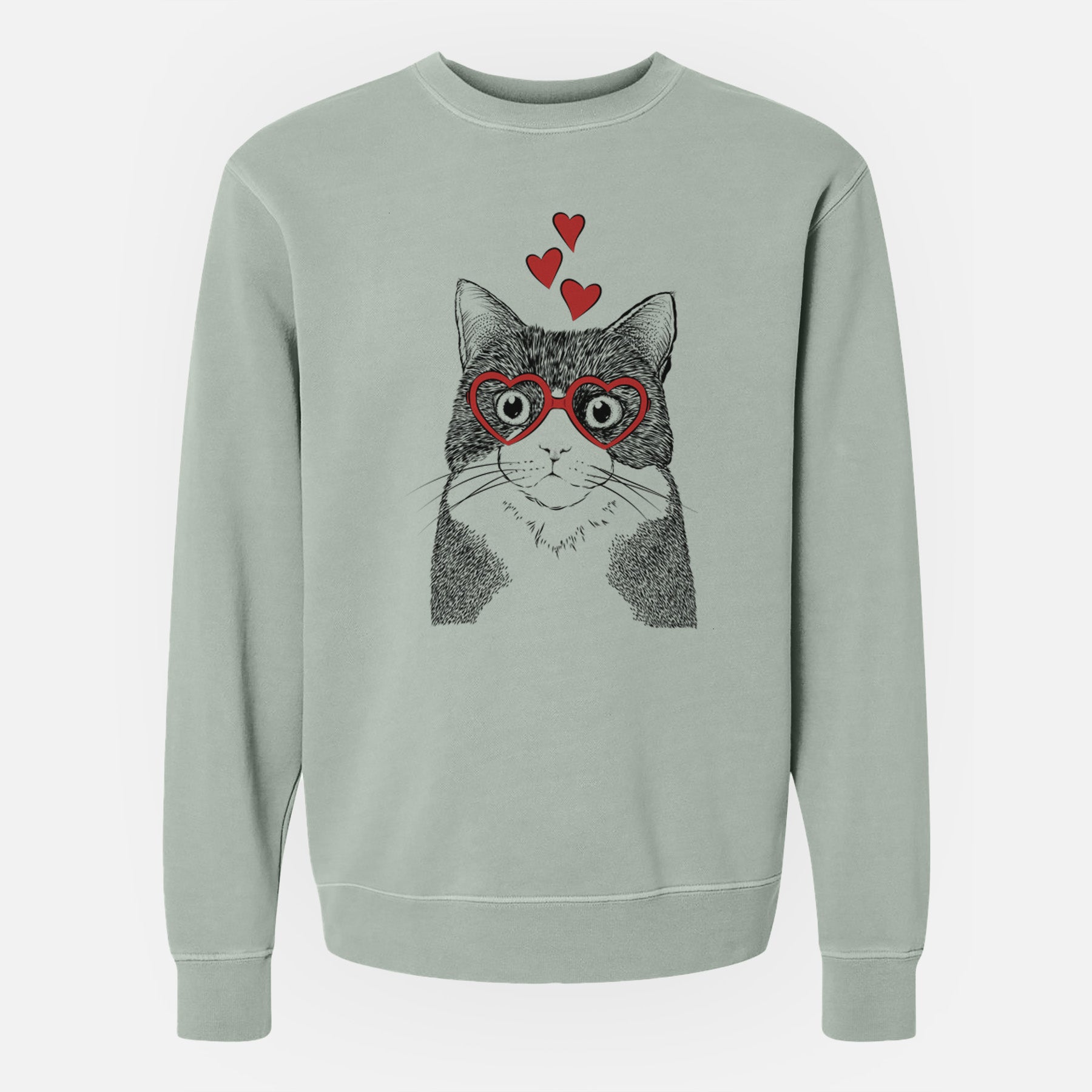 Valentine Tux the Tuxedo Cat - Unisex Pigment Dyed Crew Sweatshirt