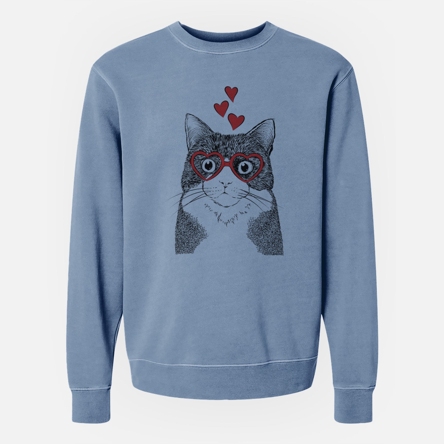 Valentine Tux the Tuxedo Cat - Unisex Pigment Dyed Crew Sweatshirt