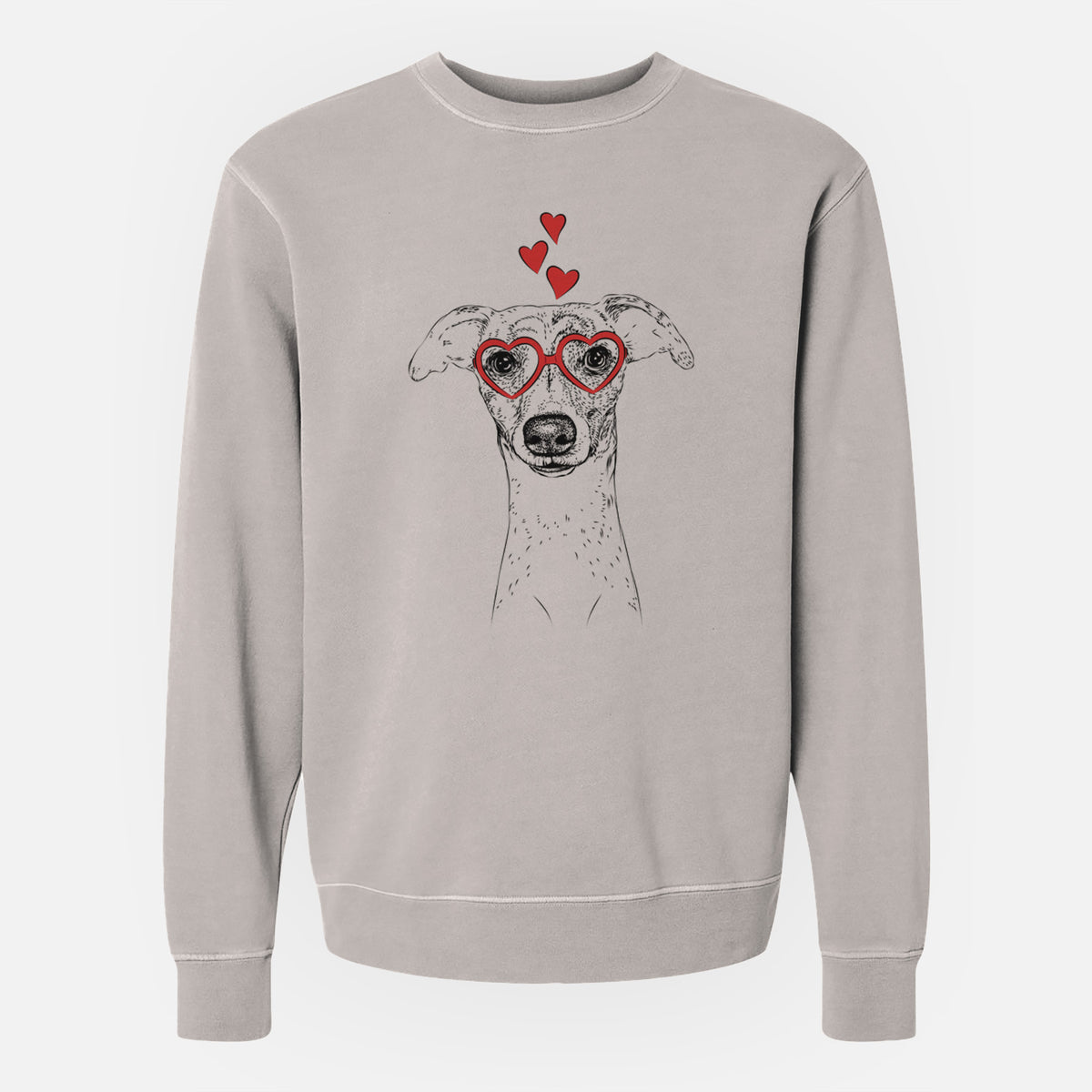 Valentine Twiggy the Whippet - Unisex Pigment Dyed Crew Sweatshirt