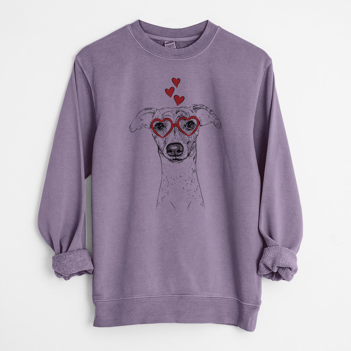 Valentine Twiggy the Whippet - Unisex Pigment Dyed Crew Sweatshirt