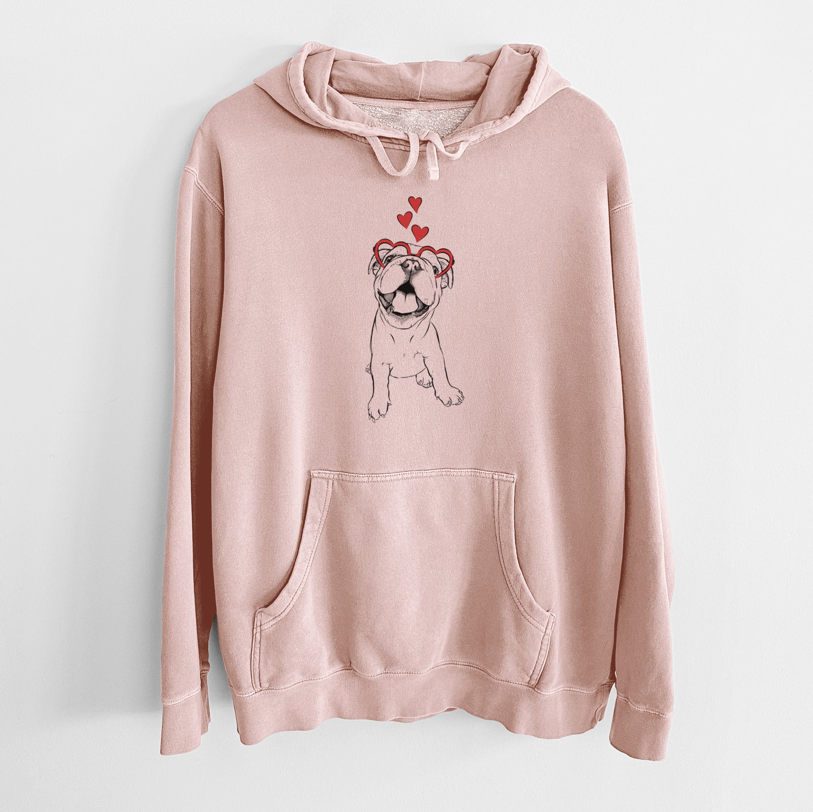 Valentine Tyke the English Bulldog - Unisex Pigment Dyed Hoodie