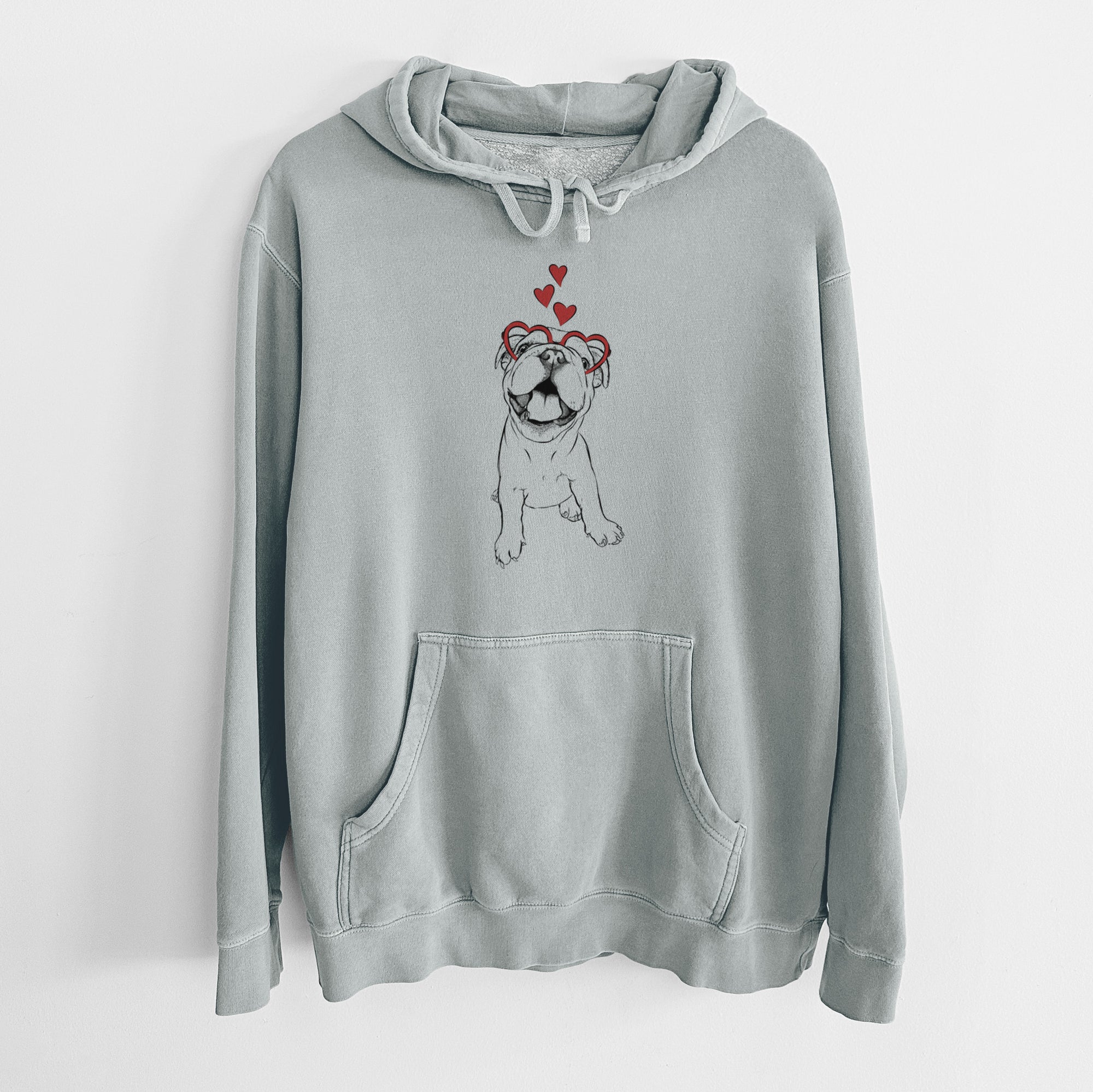 Valentine Tyke the English Bulldog - Unisex Pigment Dyed Hoodie