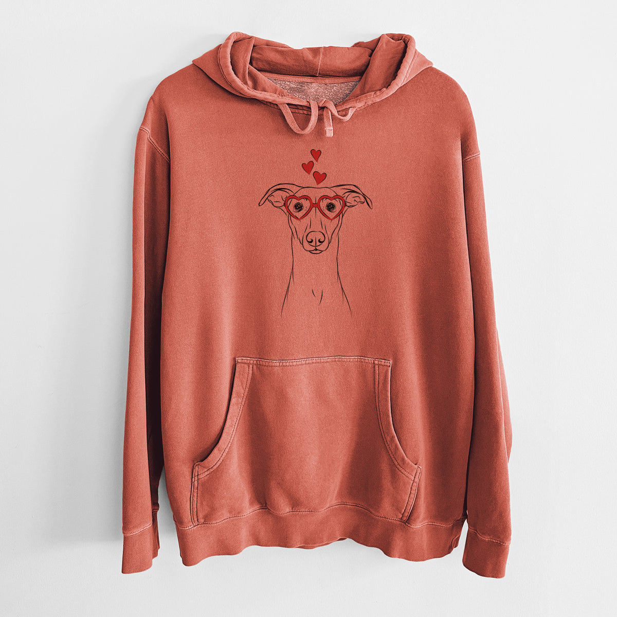 Valentine Wallace the Whippet - Unisex Pigment Dyed Hoodie