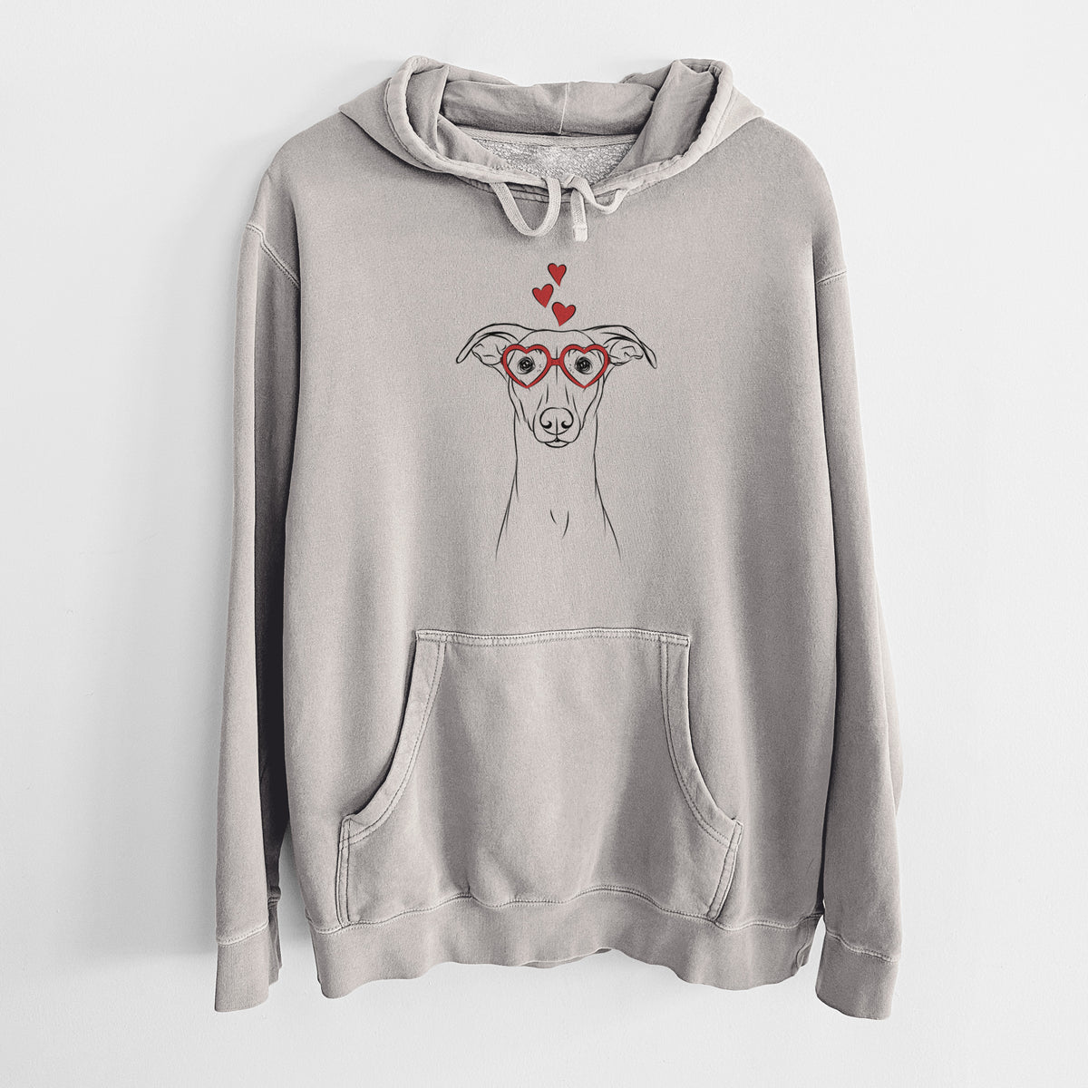 Valentine Wallace the Whippet - Unisex Pigment Dyed Hoodie