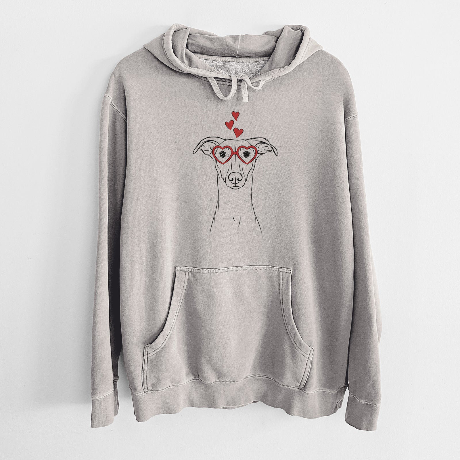 Valentine Wallace the Whippet - Unisex Pigment Dyed Hoodie