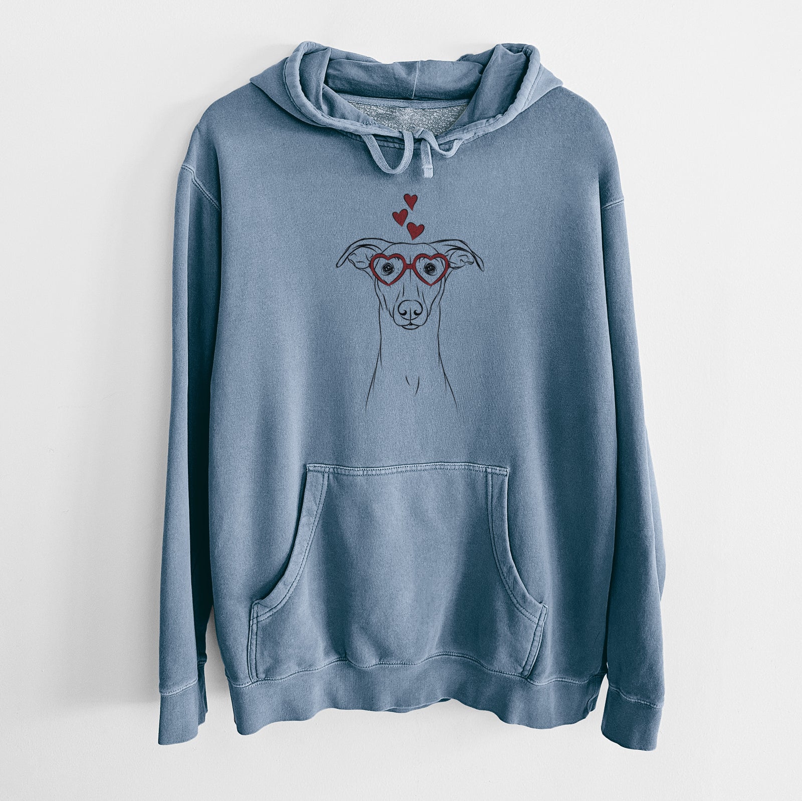 Valentine Wallace the Whippet - Unisex Pigment Dyed Hoodie