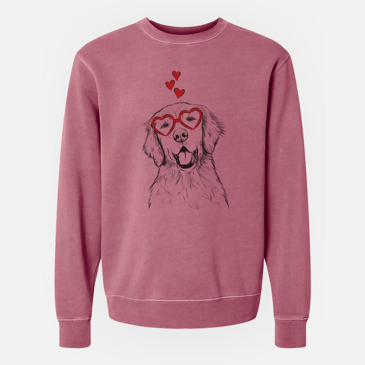 Valentine Wallace the Golden Retriever - Unisex Pigment Dyed Crew Sweatshirt