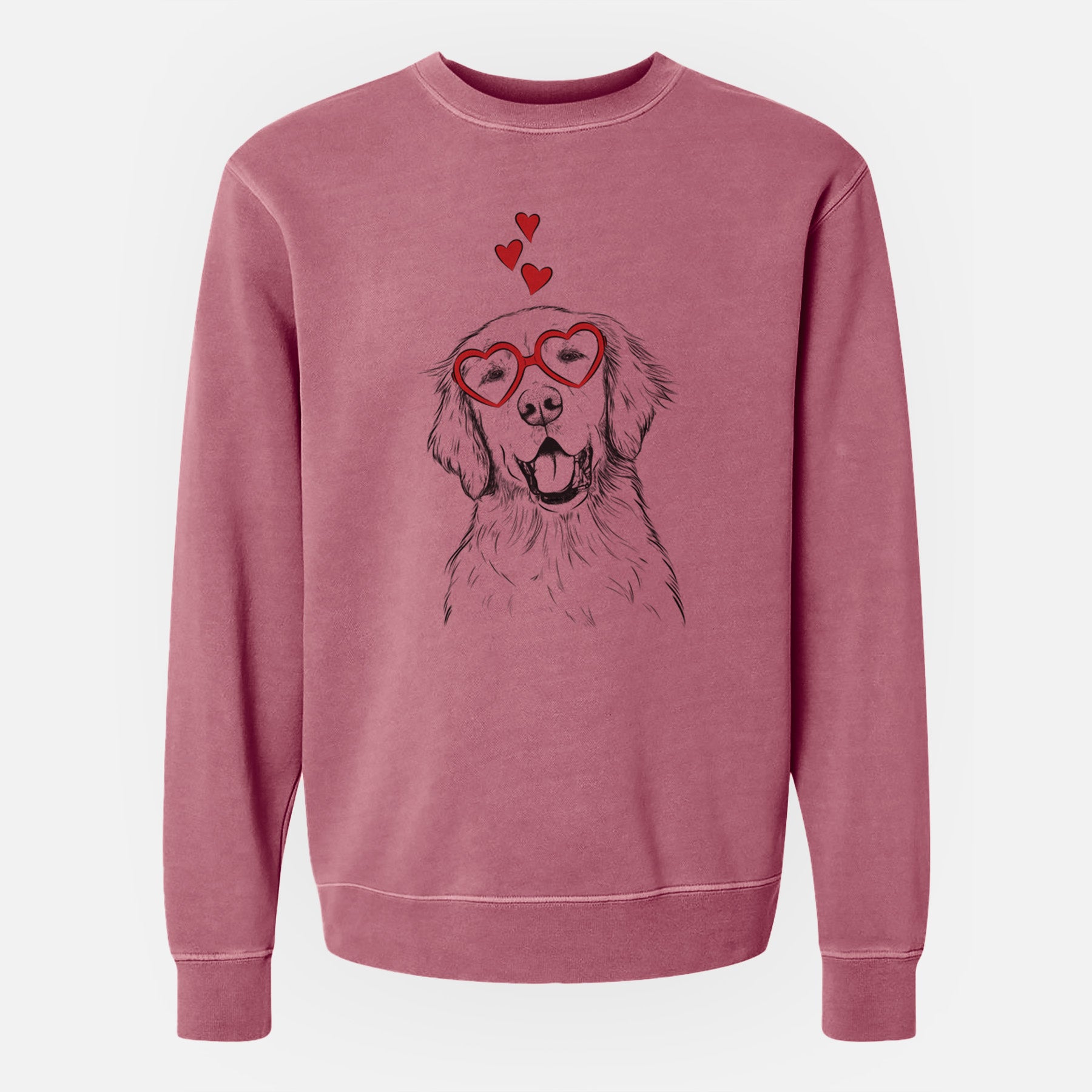 Valentine Wallace the Golden Retriever - Unisex Pigment Dyed Crew Sweatshirt