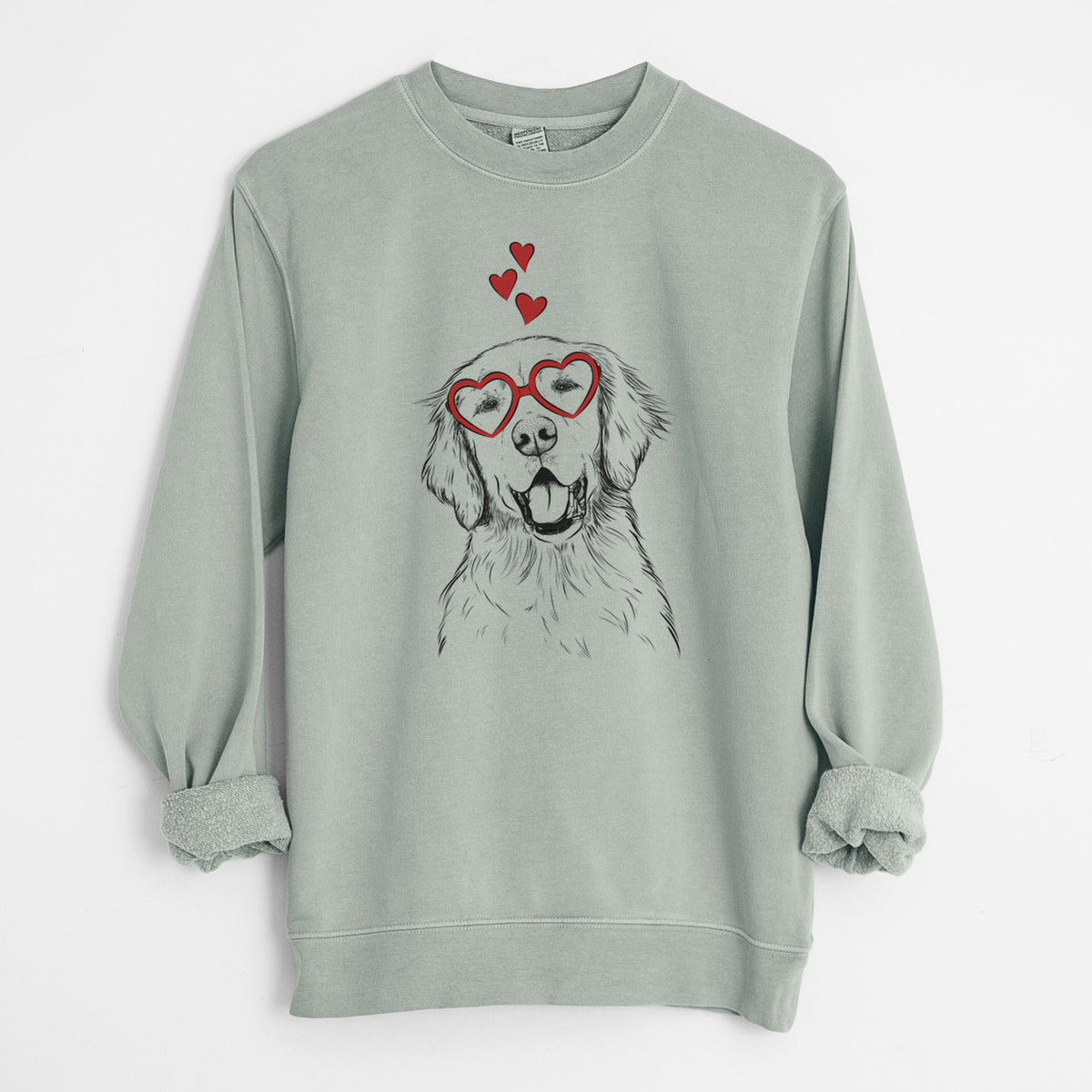 Valentine Wallace the Golden Retriever - Unisex Pigment Dyed Crew Sweatshirt