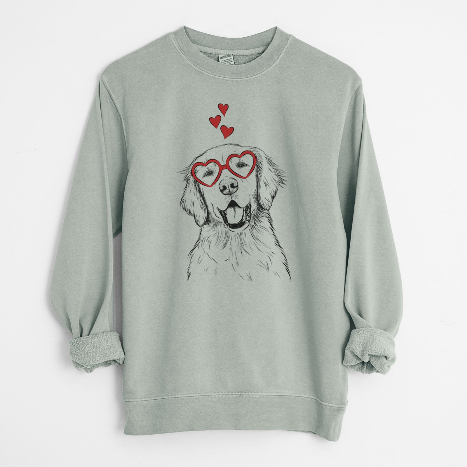 Valentine Wallace the Golden Retriever - Unisex Pigment Dyed Crew Sweatshirt