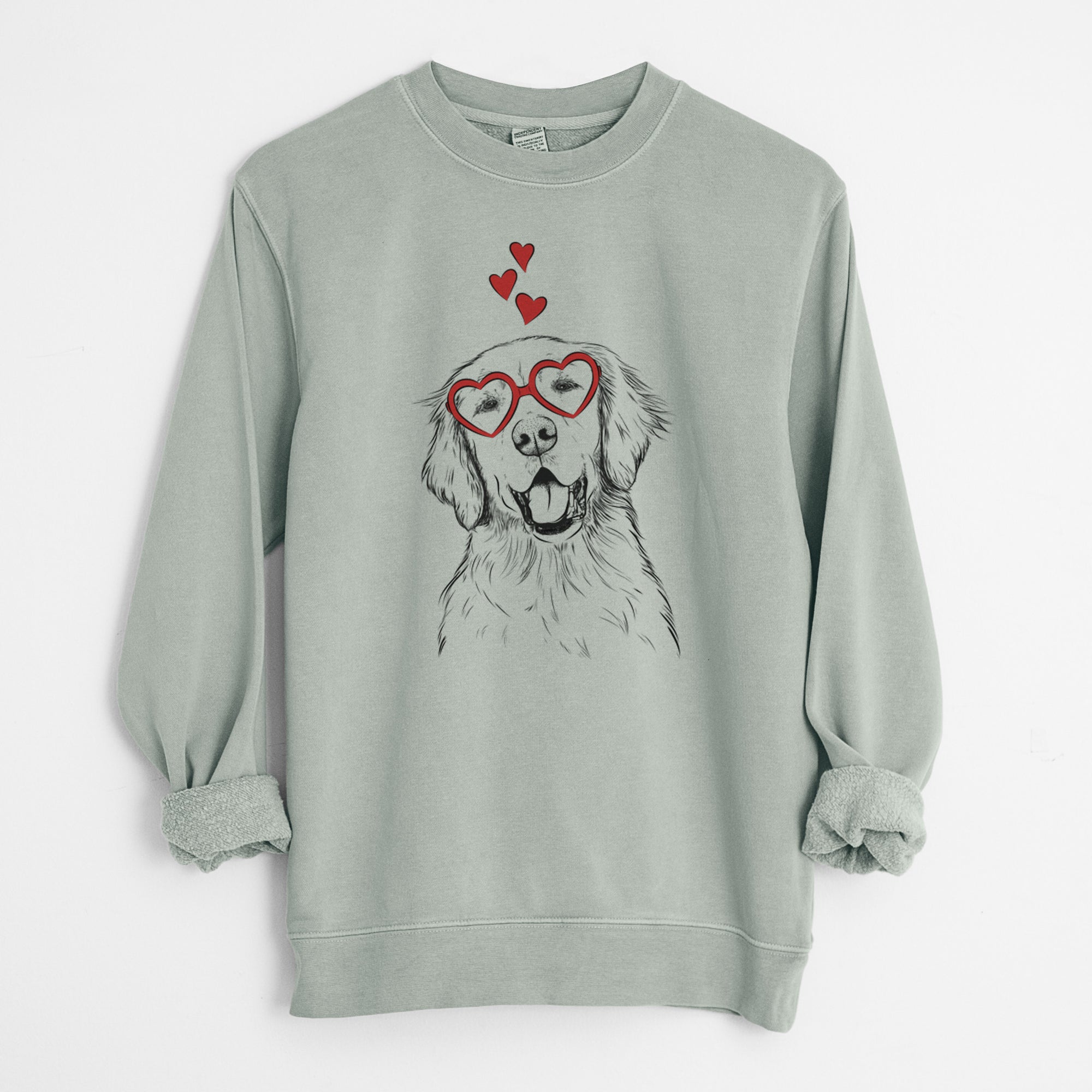 Valentine Wallace the Golden Retriever - Unisex Pigment Dyed Crew Sweatshirt