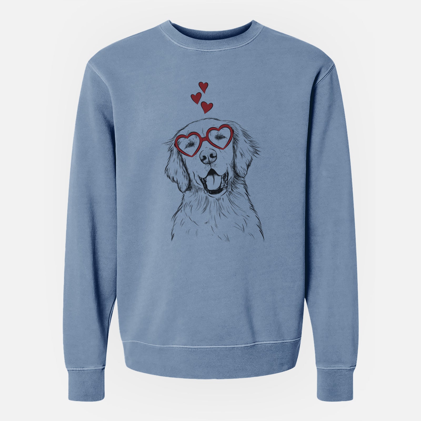 Valentine Wallace the Golden Retriever - Unisex Pigment Dyed Crew Sweatshirt
