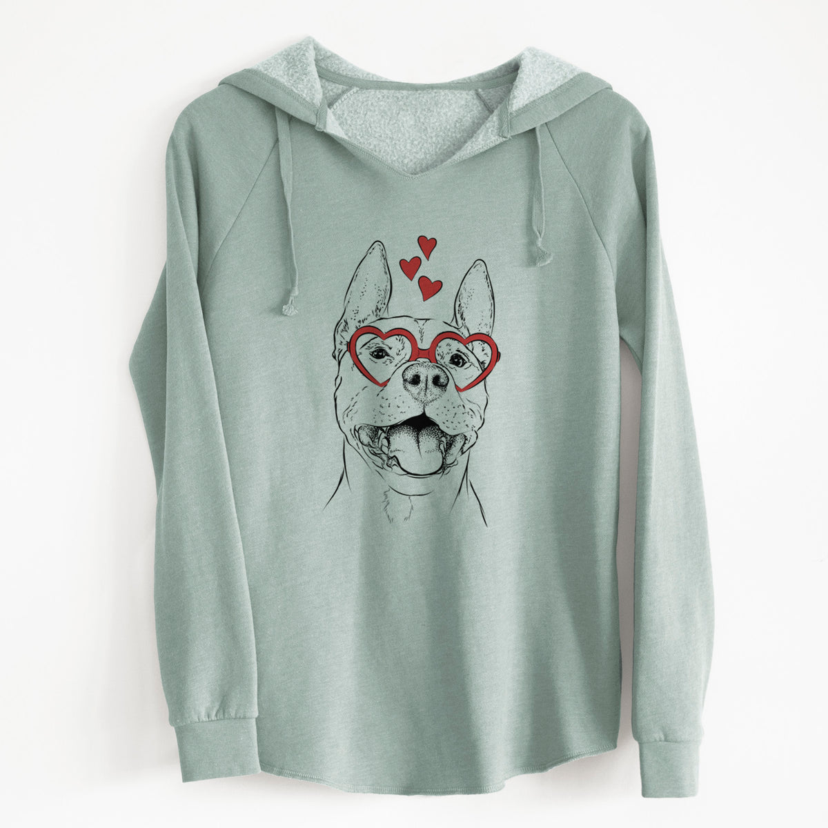 Valentine Wally the Pitbull - Cali Wave Hooded Sweatshirt