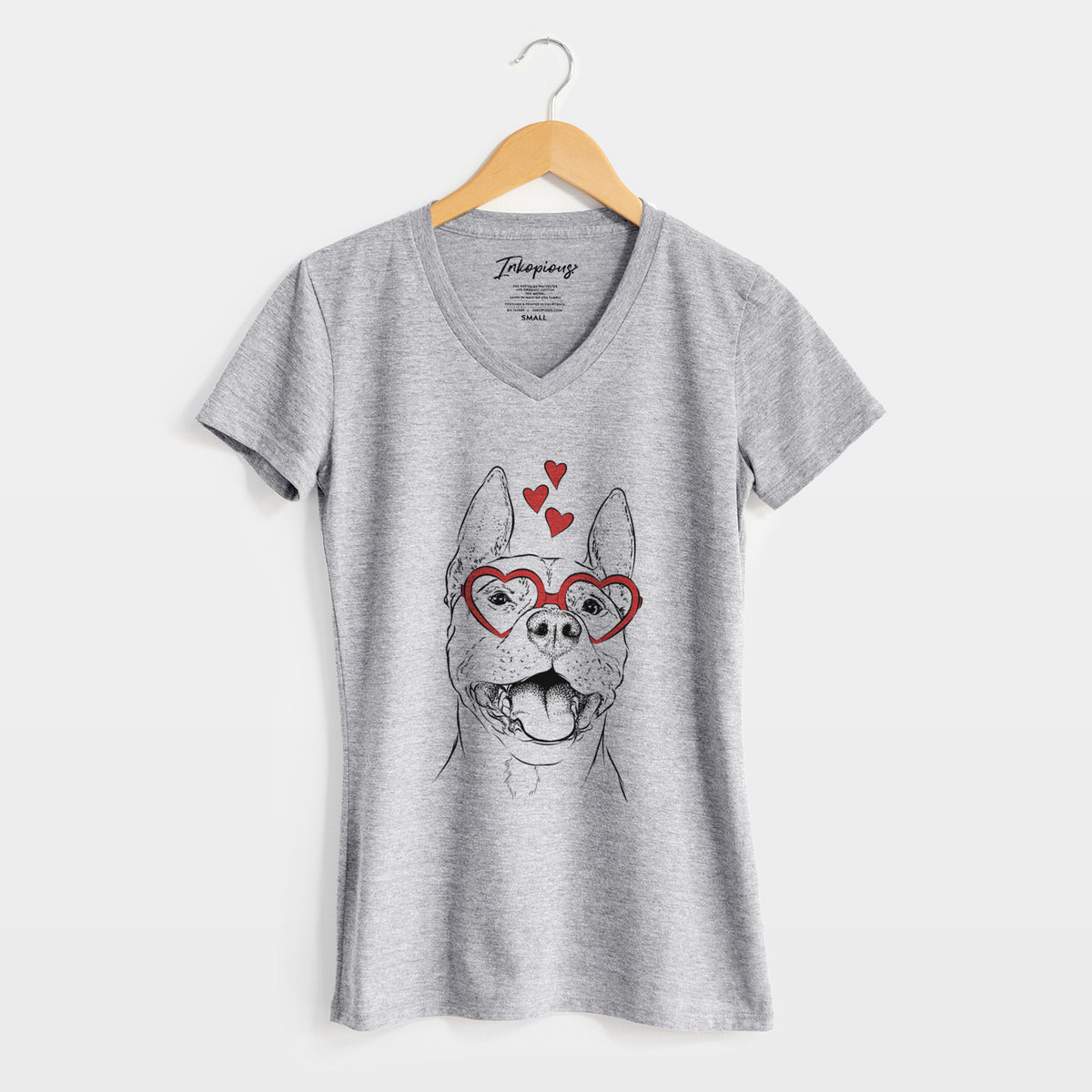 Valentine Wally the Pitbull - Women's Perfect V-neck Shirt