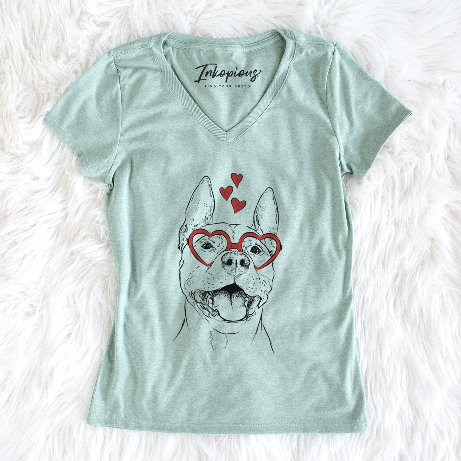 Valentine Wally the Pitbull - Women's Perfect V-neck Shirt