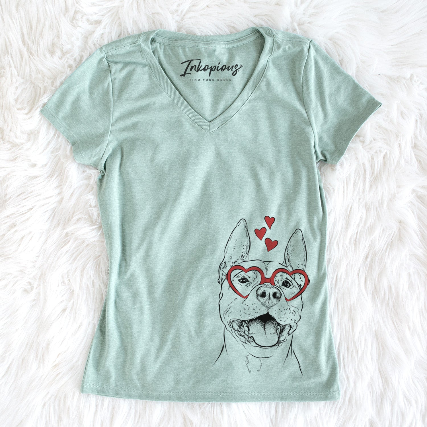 Valentine Wally the Pitbull - Women's Perfect V-neck Shirt
