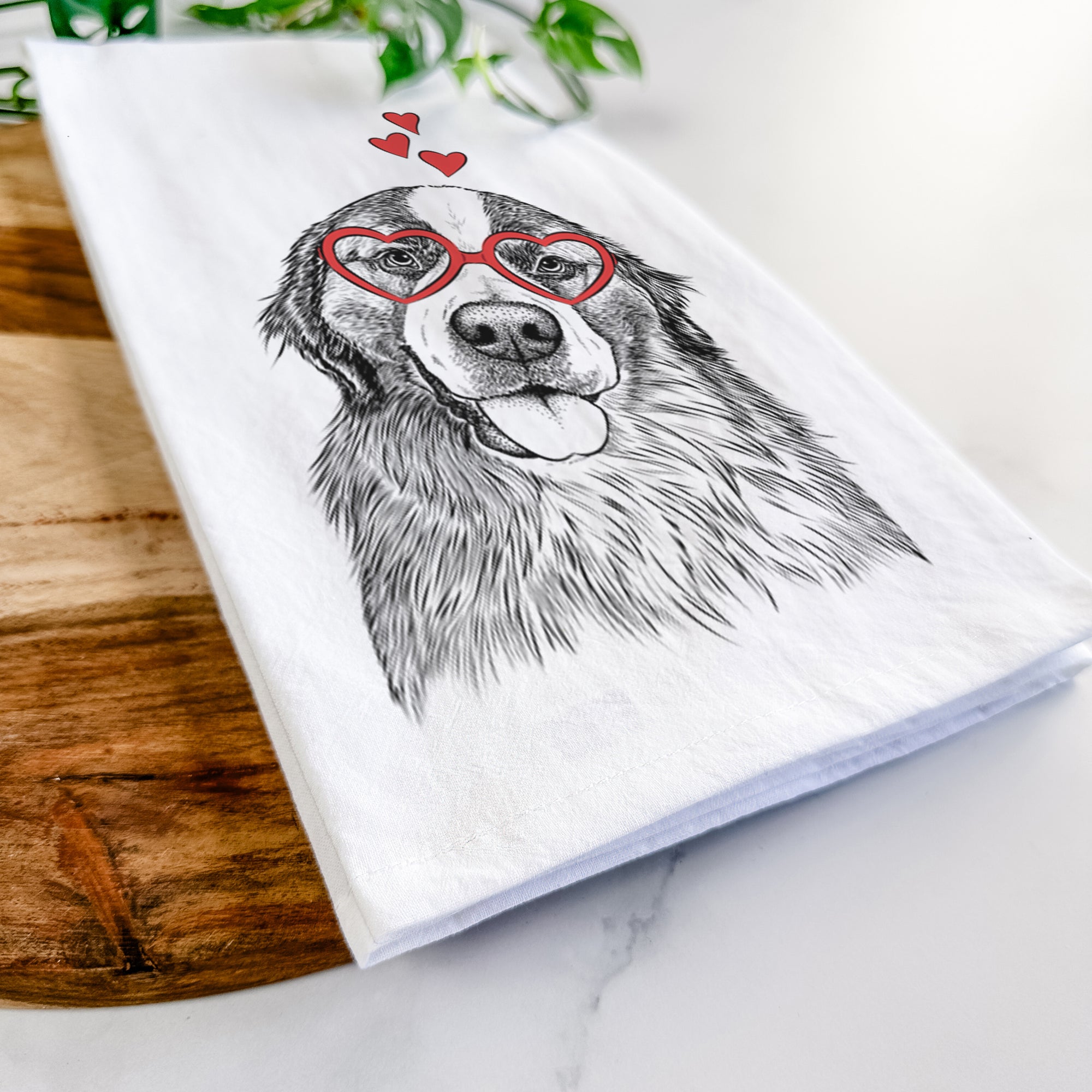 Walter the Bernese Mountain Dog Mix Tea Towel