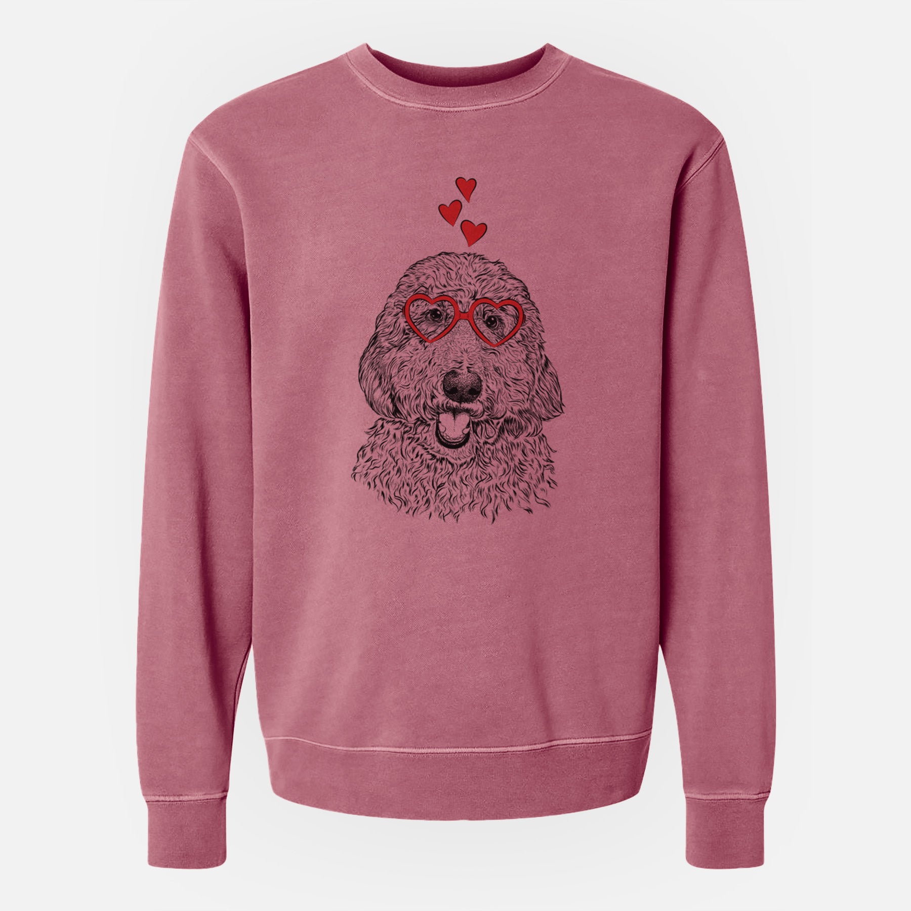 Valentine Whisper the Goldendoodle - Unisex Pigment Dyed Crew Sweatshirt