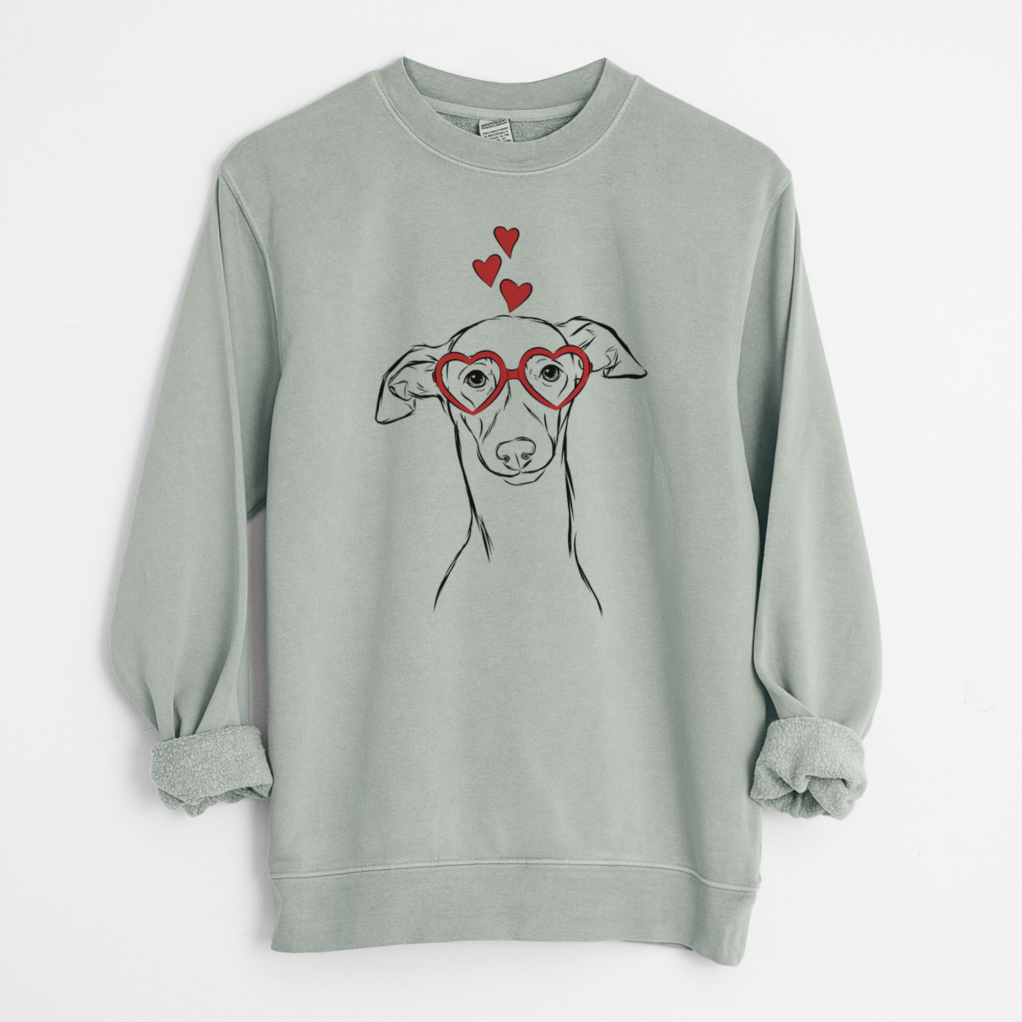 Valentine Ziggie the Italian Greyhound - Unisex Pigment Dyed Crew Sweatshirt