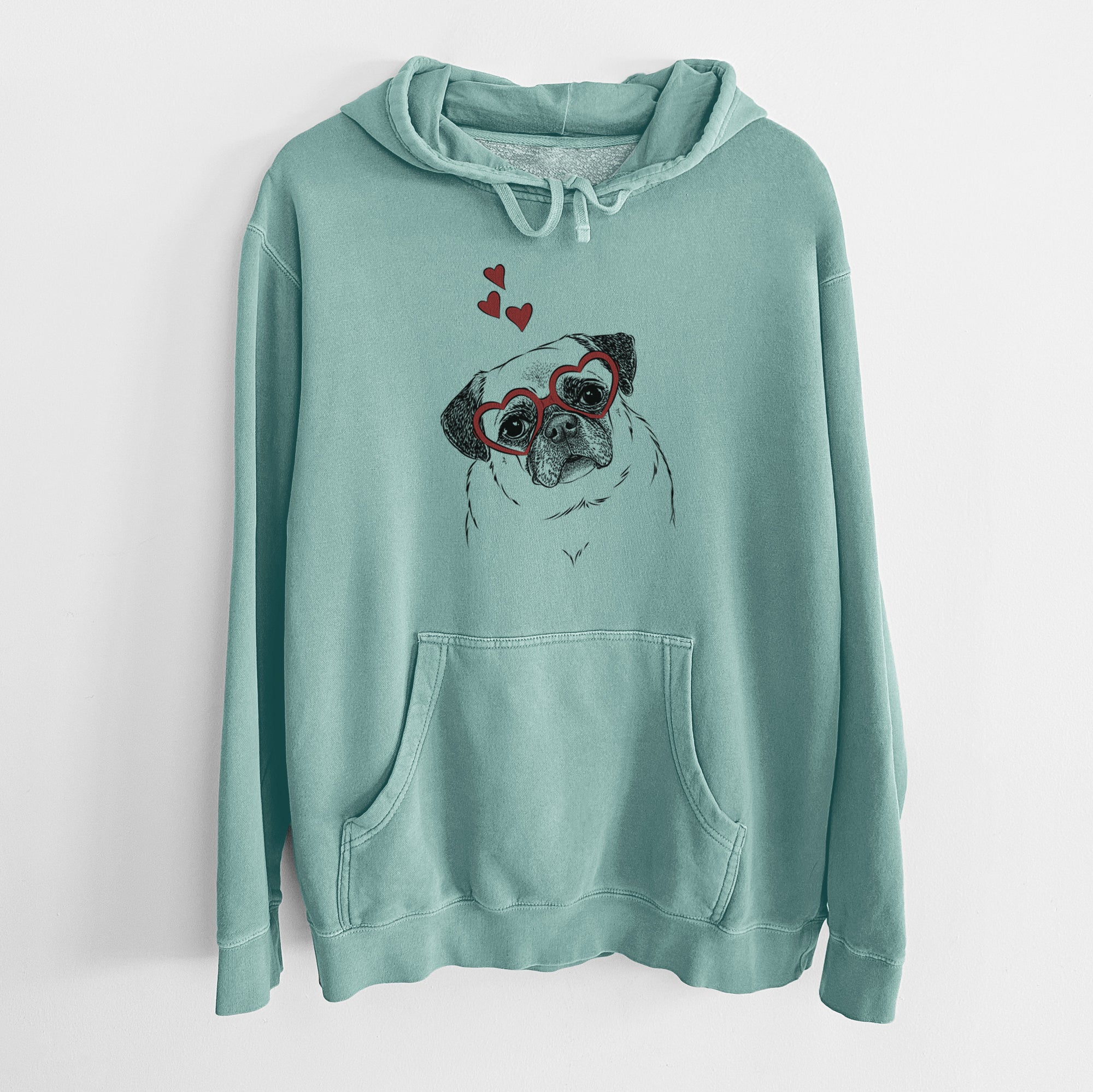 Valentine Zoey the Pug - Unisex Pigment Dyed Hoodie