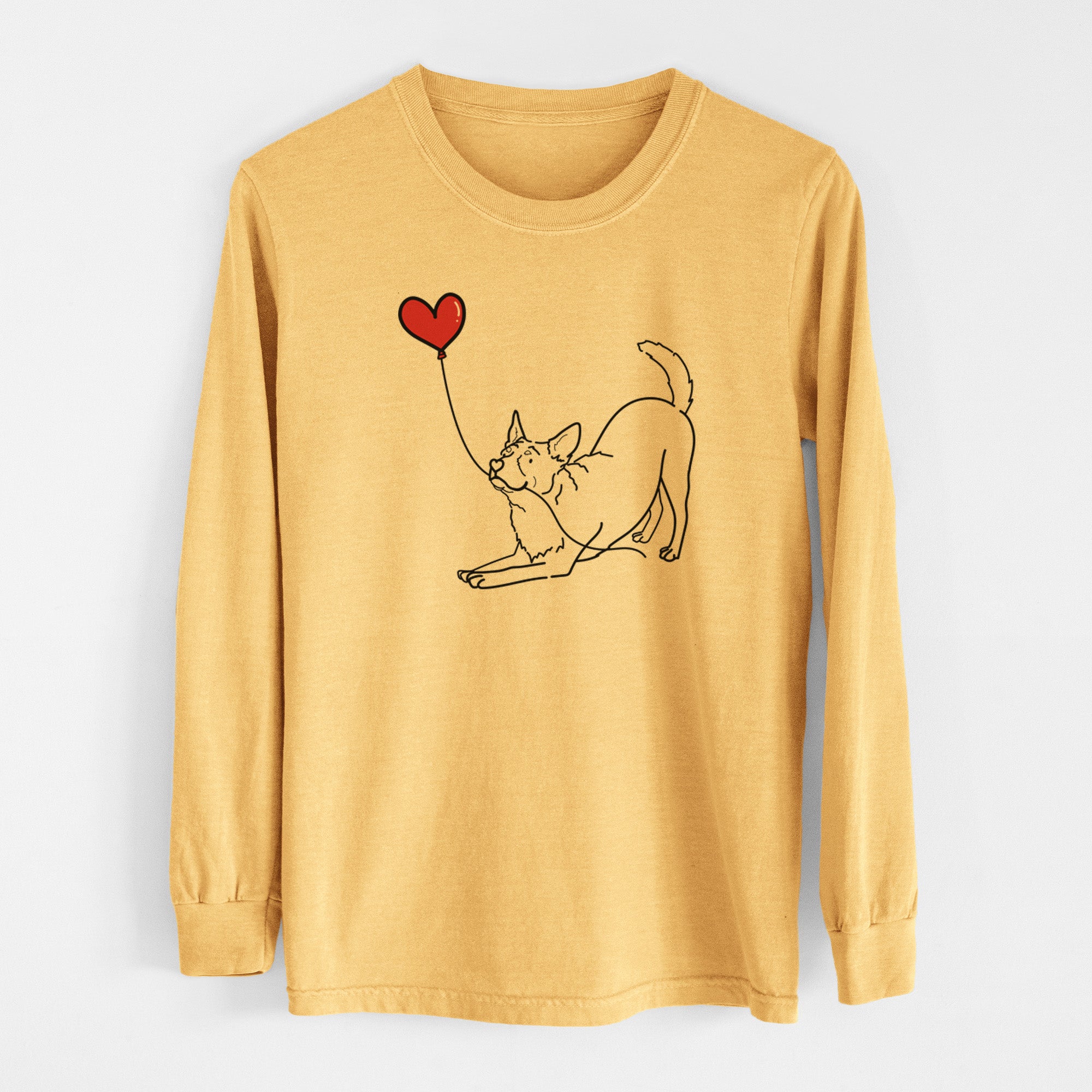 Australian Cattle Dog Heart String - Men's Heavyweight 100% Cotton Long Sleeve