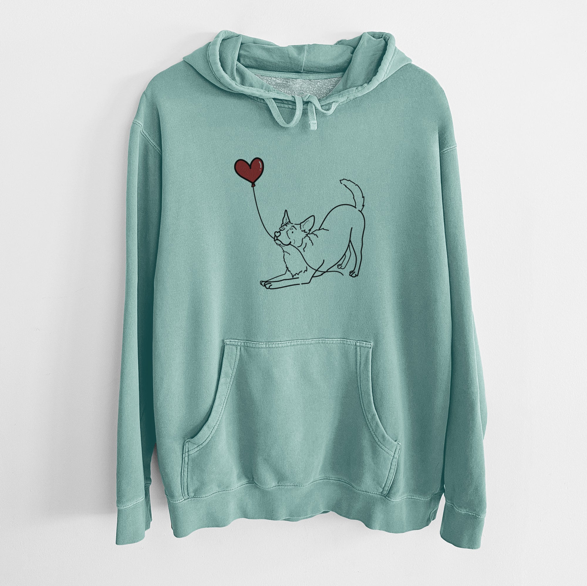 Australian Cattle Dog Heart String - Unisex Pigment Dyed Hoodie