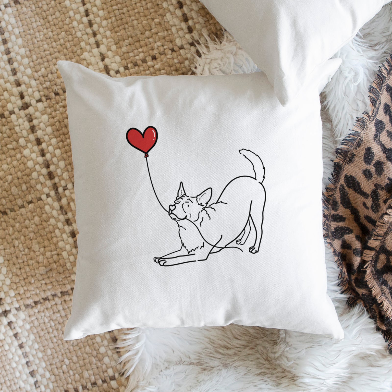 Australian Cattle Dog Heart String - Throw Pillow Cover