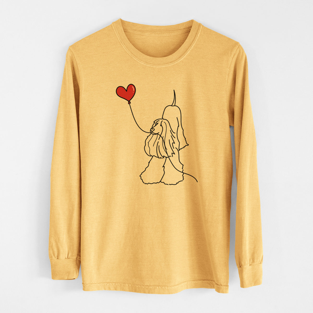 Afghan Hound Heart String - Men&#39;s Heavyweight 100% Cotton Long Sleeve