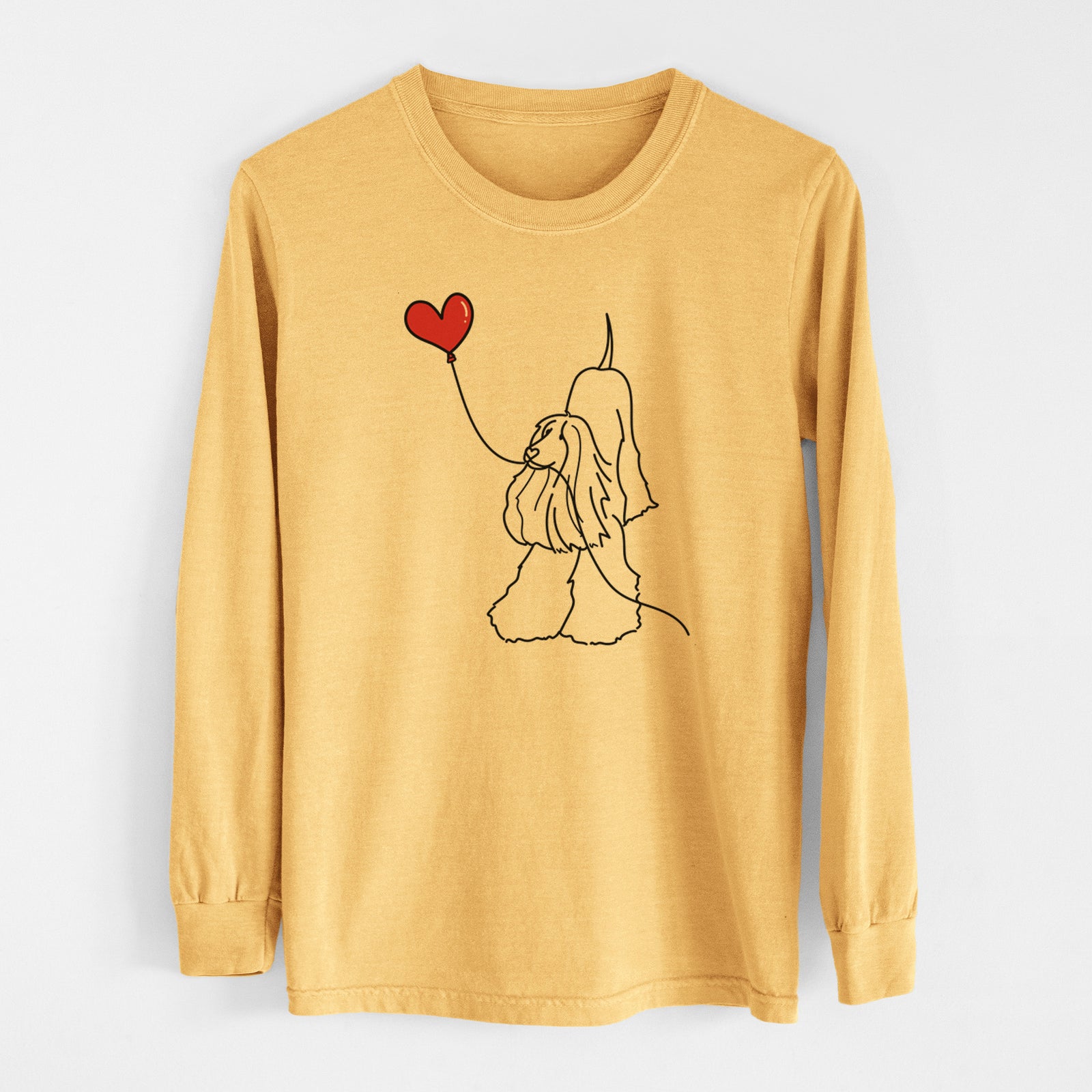 Afghan Hound Heart String - Men's Heavyweight 100% Cotton Long Sleeve